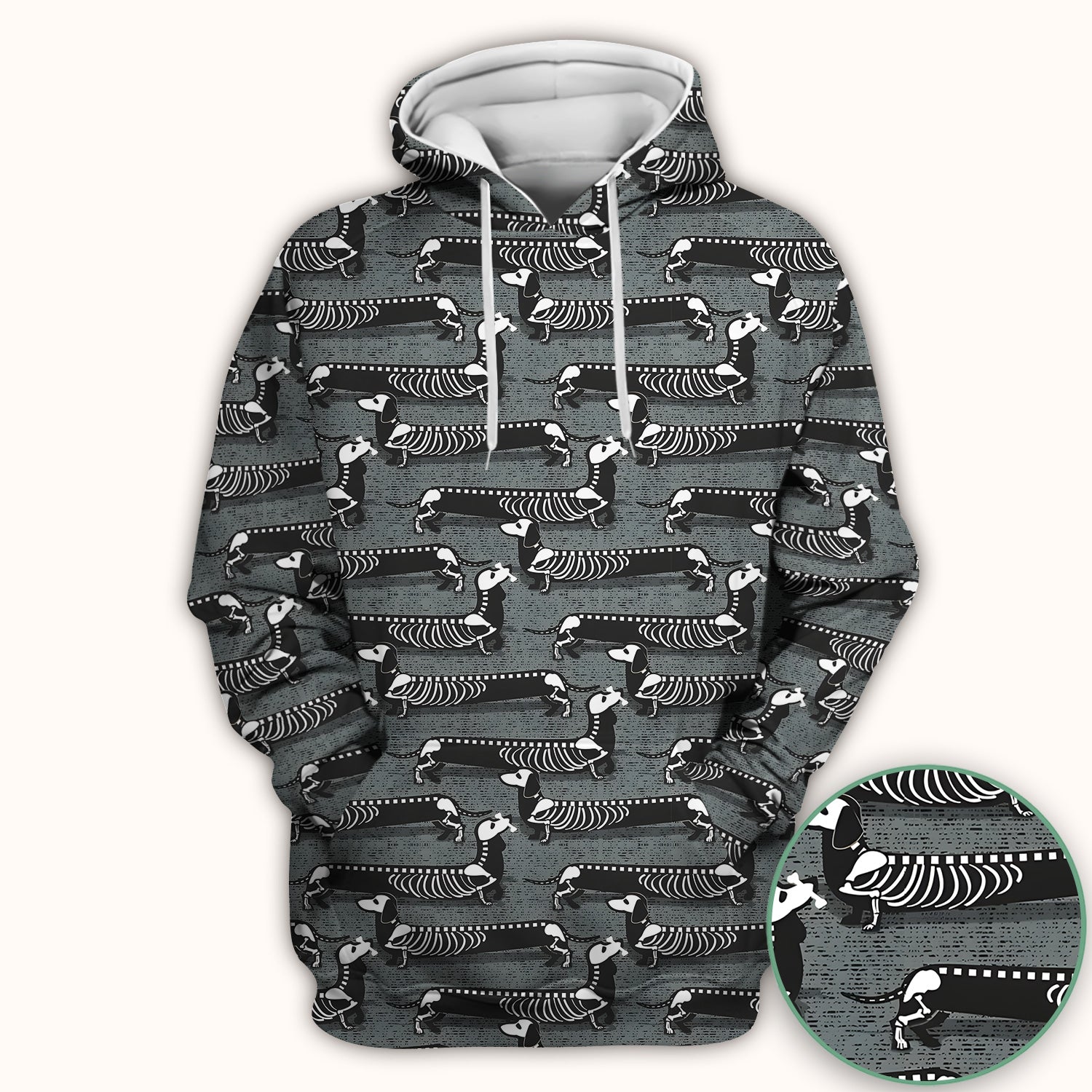 X-Ray Dachshund Skeleton Scrub Top, Comfortable Scrubs for Nurses