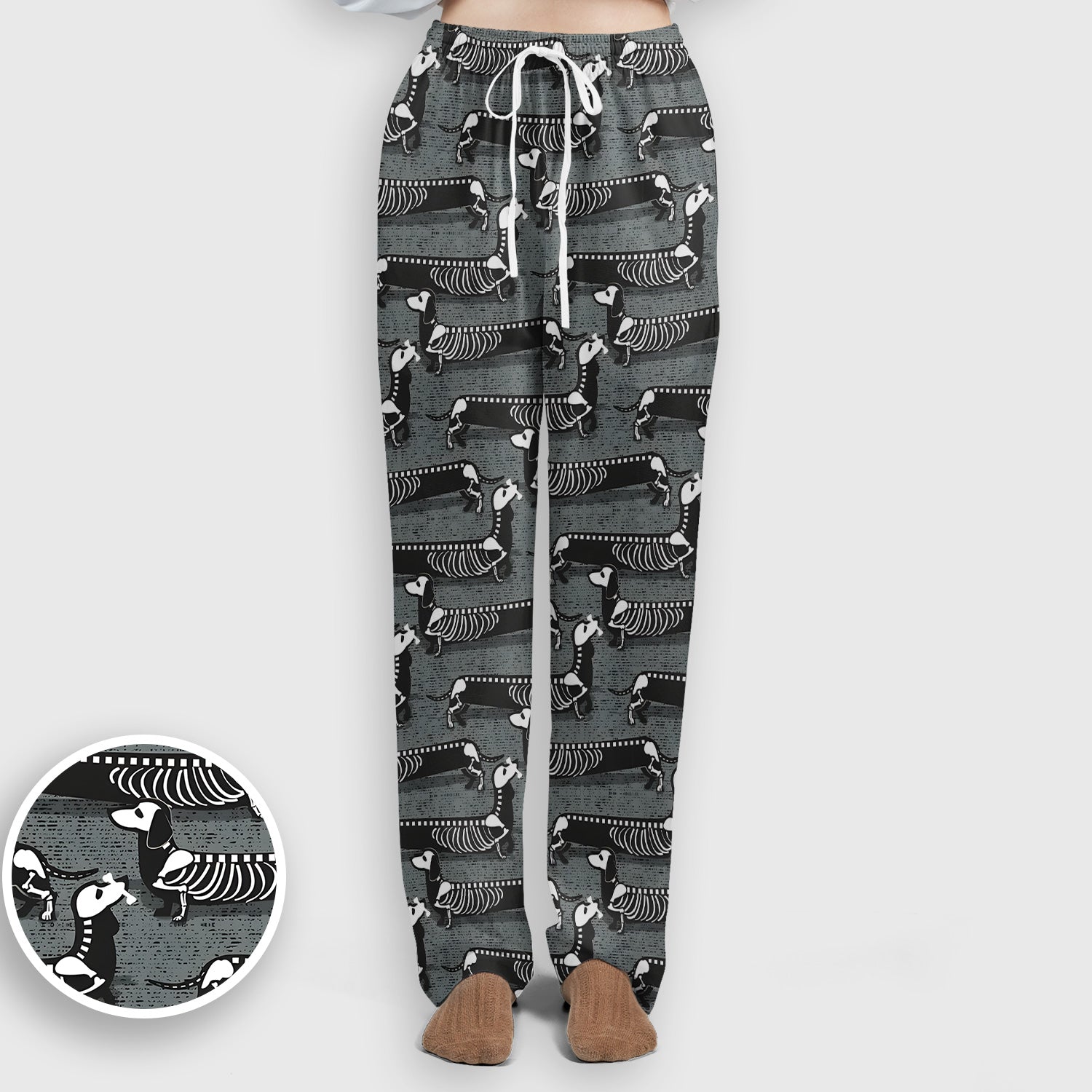 X-Ray Dachshund Skeleton Scrub Set, Scrub Pants and V Neck Top