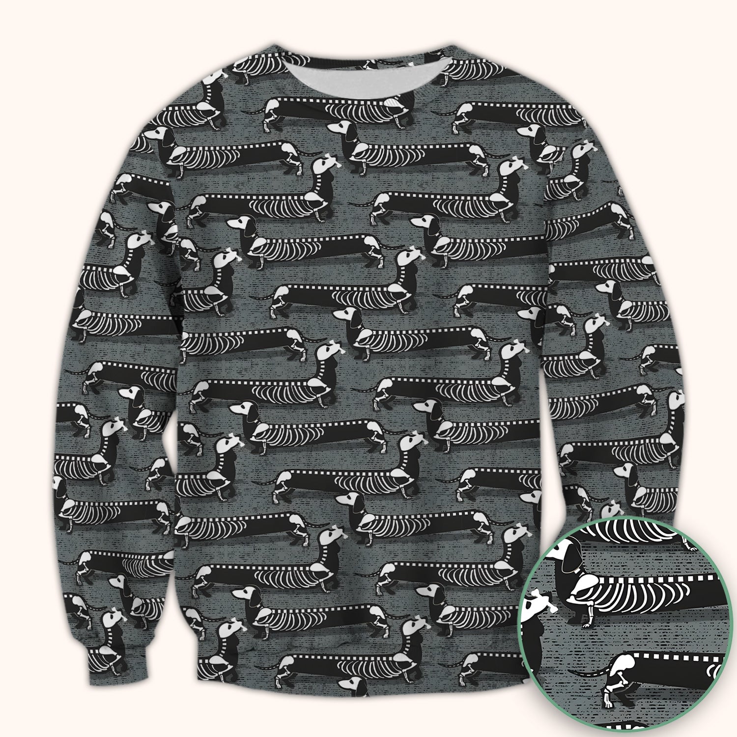 X-Ray Dachshund Skeleton Scrub Top, Comfortable Scrubs for Nurses