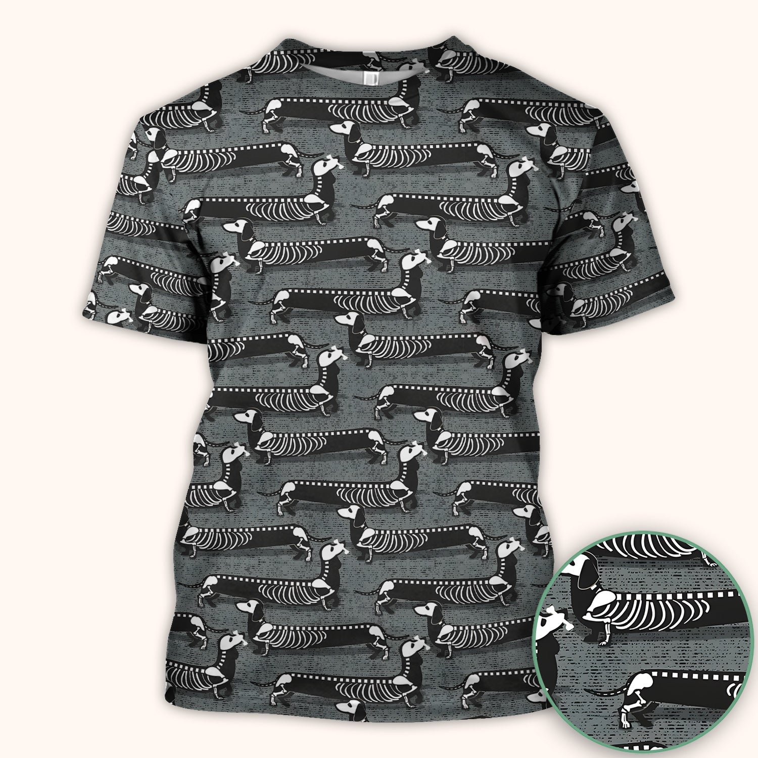 X-Ray Dachshund Skeleton Scrub Top, Comfortable Scrubs for Nurses