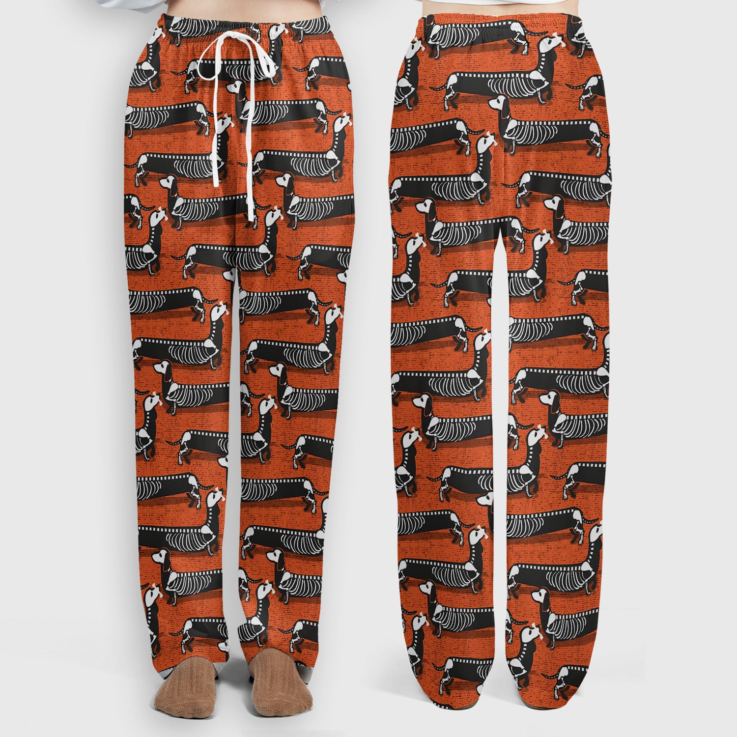 X-Ray Dachshund Skeleton Scrub Set, Scrub Pants and V Neck Top