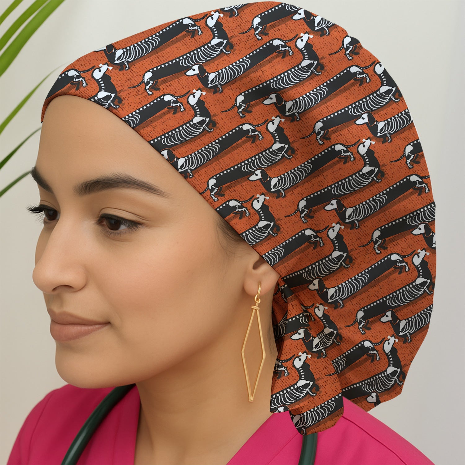 X-Ray Dachshund Skeleton Scrub Cap, Surgical Caps for Doctors