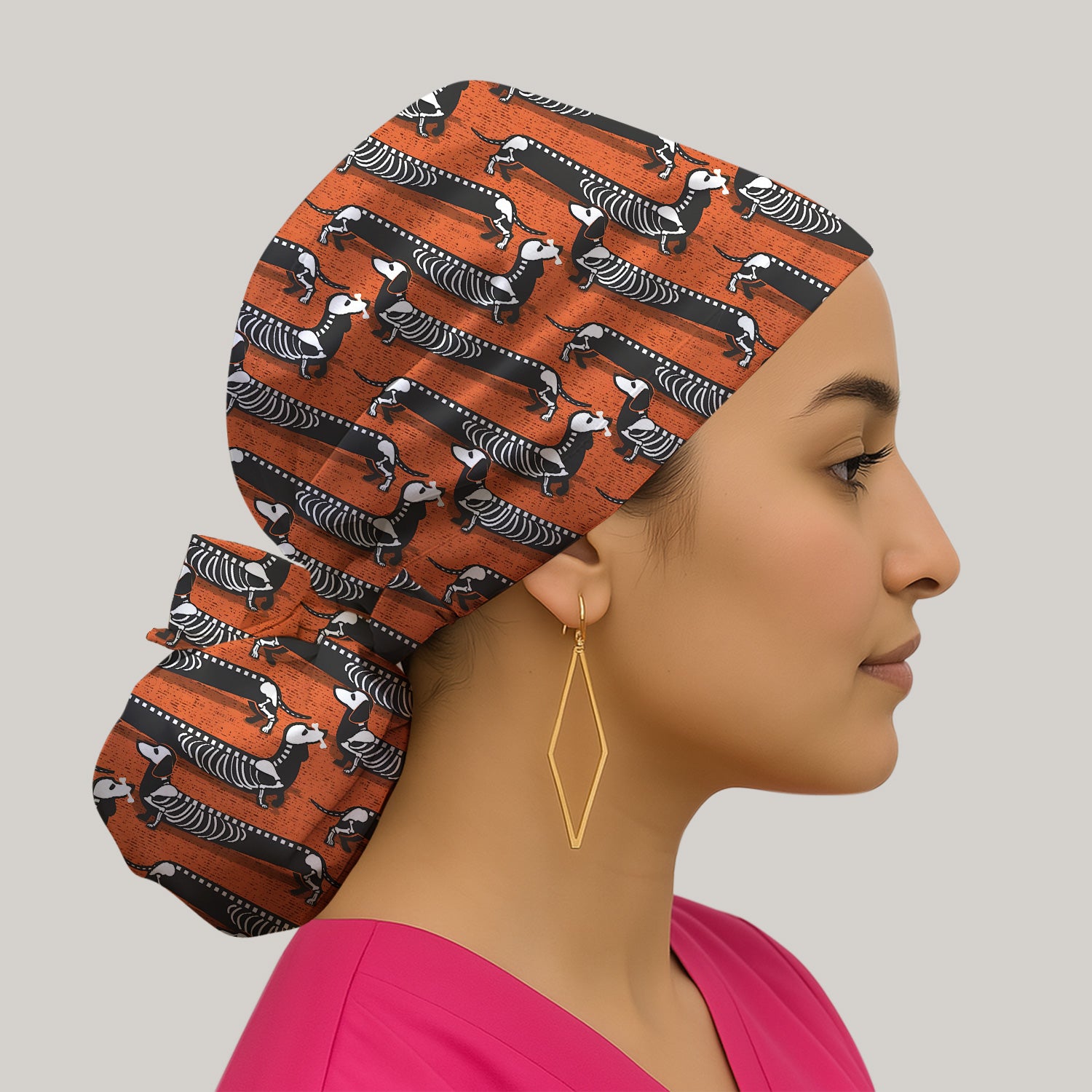 X-Ray Dachshund Skeleton Scrub Cap, Surgical Caps for Doctors