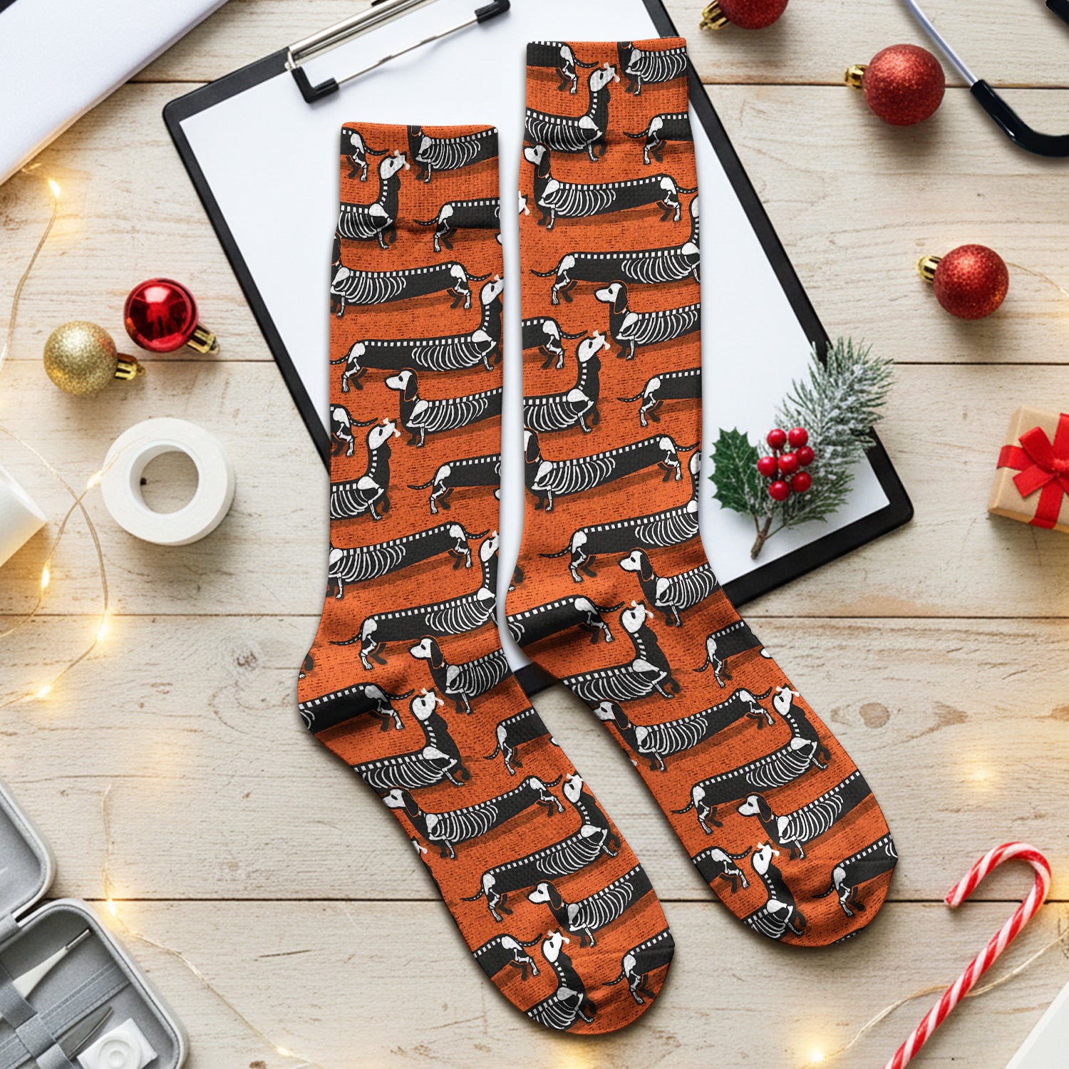 X-Ray Dachshund Skeleton Socks, Adult Socks for Men and Women