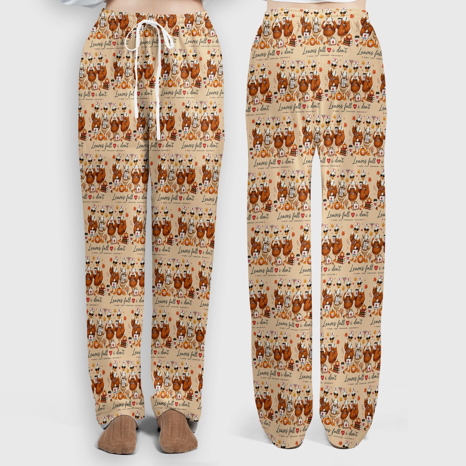 Funny Leaves Fall I Don't Nurse Goose Scrub Set, Scrub Pants and V Neck Top