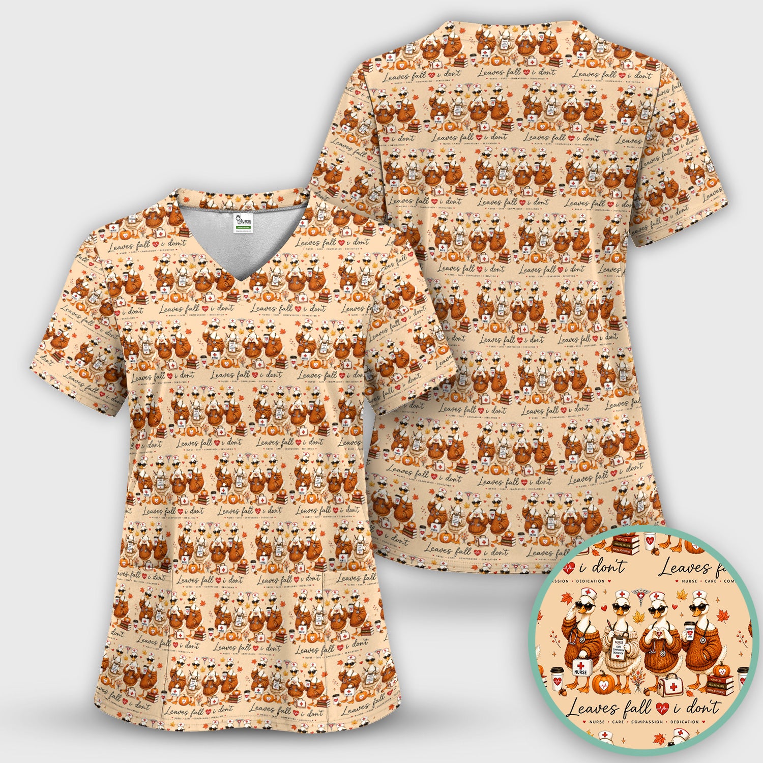 Funny Leaves Fall I Don't Nurse Goose Scrub Top, Comfortable Scrubs for Nurses