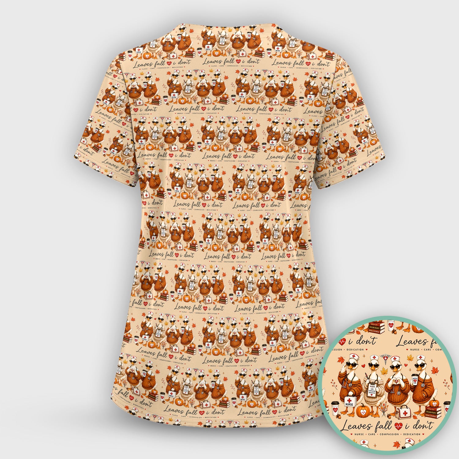 Funny Leaves Fall I Don't Nurse Goose Scrub Top, Comfortable Scrubs for Nurses