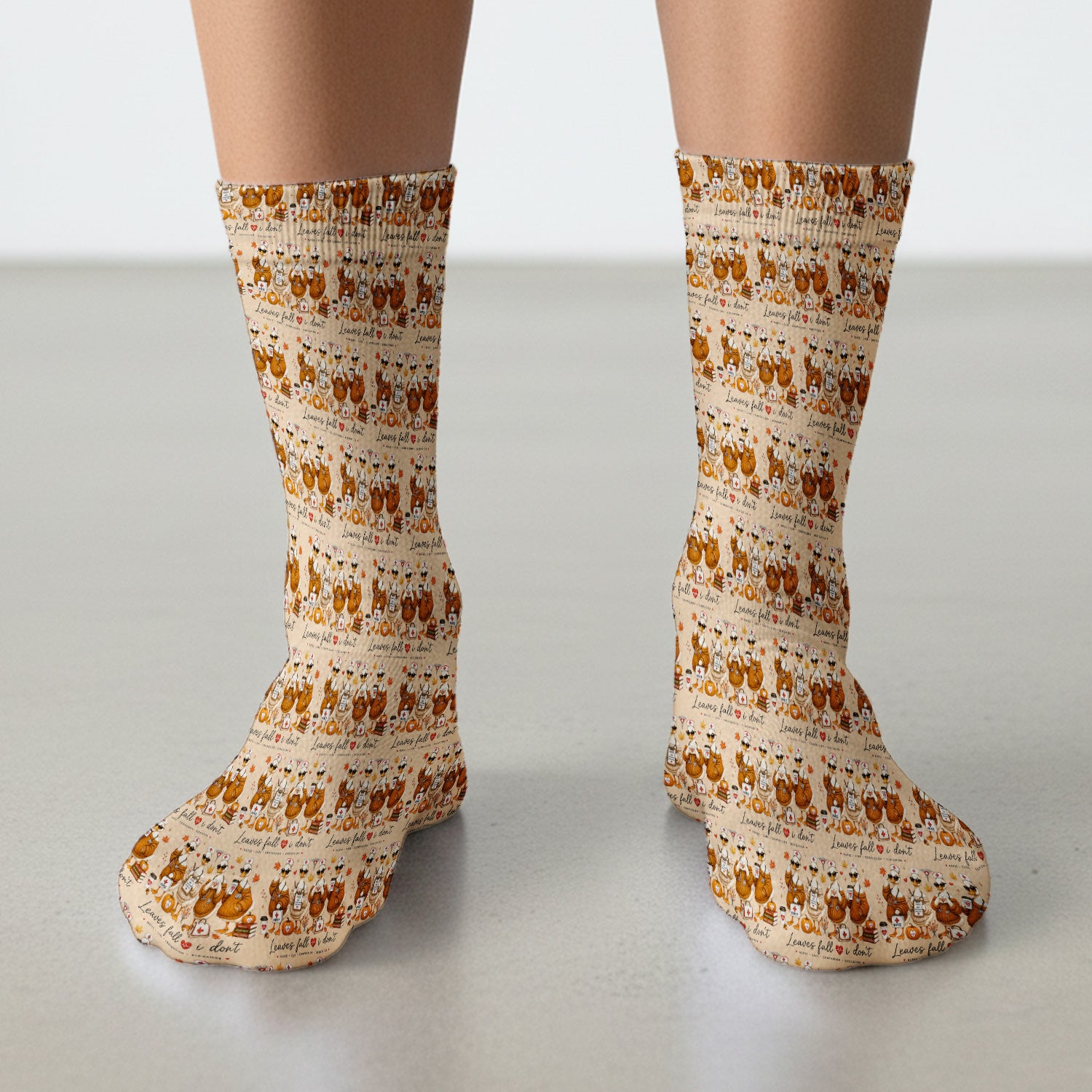 Funny Leaves Fall I Don't Nurse Goose Socks, Adult Socks for Men and Women