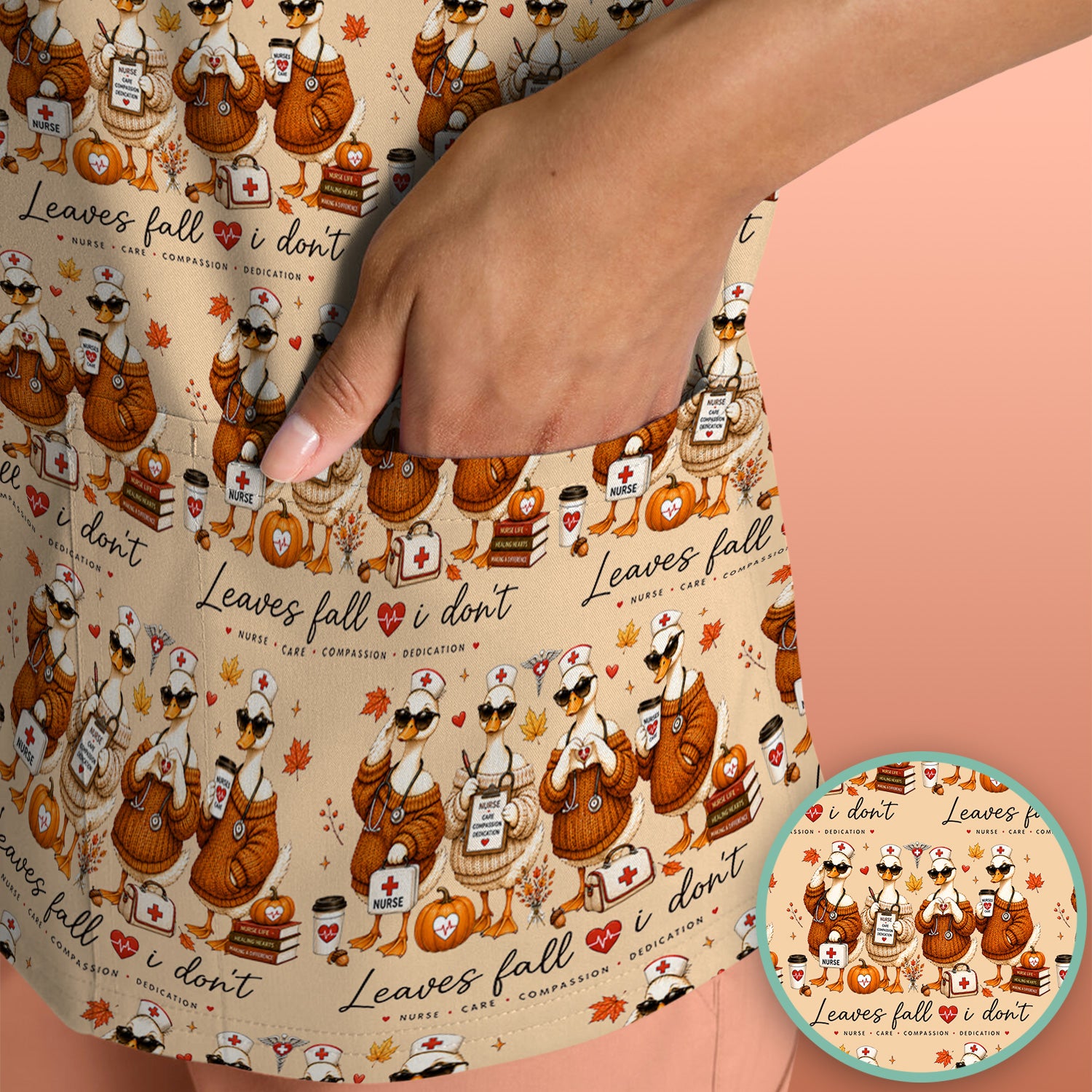 Funny Leaves Fall I Don't Nurse Goose Scrub Top, Comfortable Scrubs for Nurses
