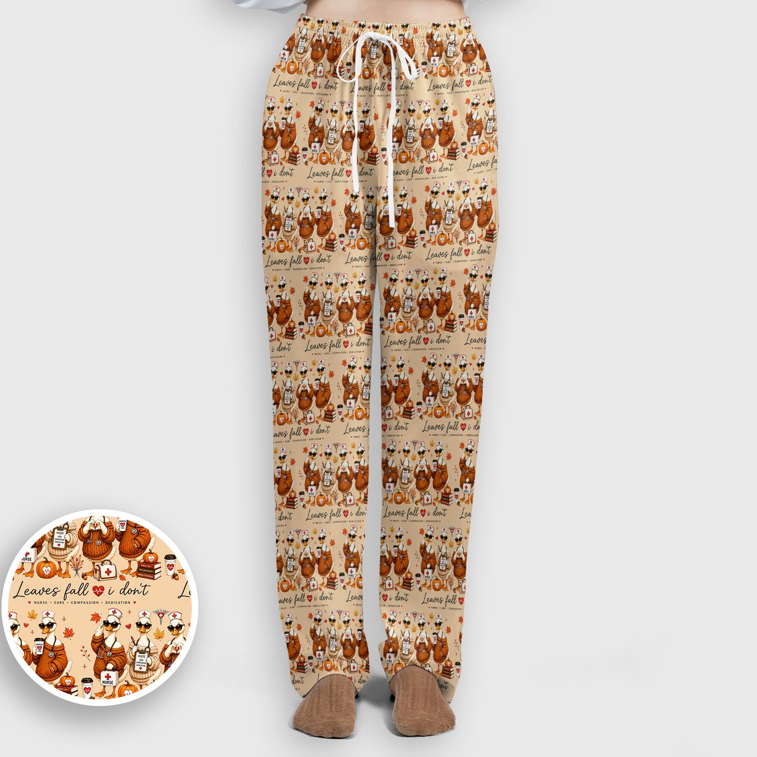 Funny Leaves Fall I Don't Nurse Goose Scrub Set, Scrub Pants and V Neck Top