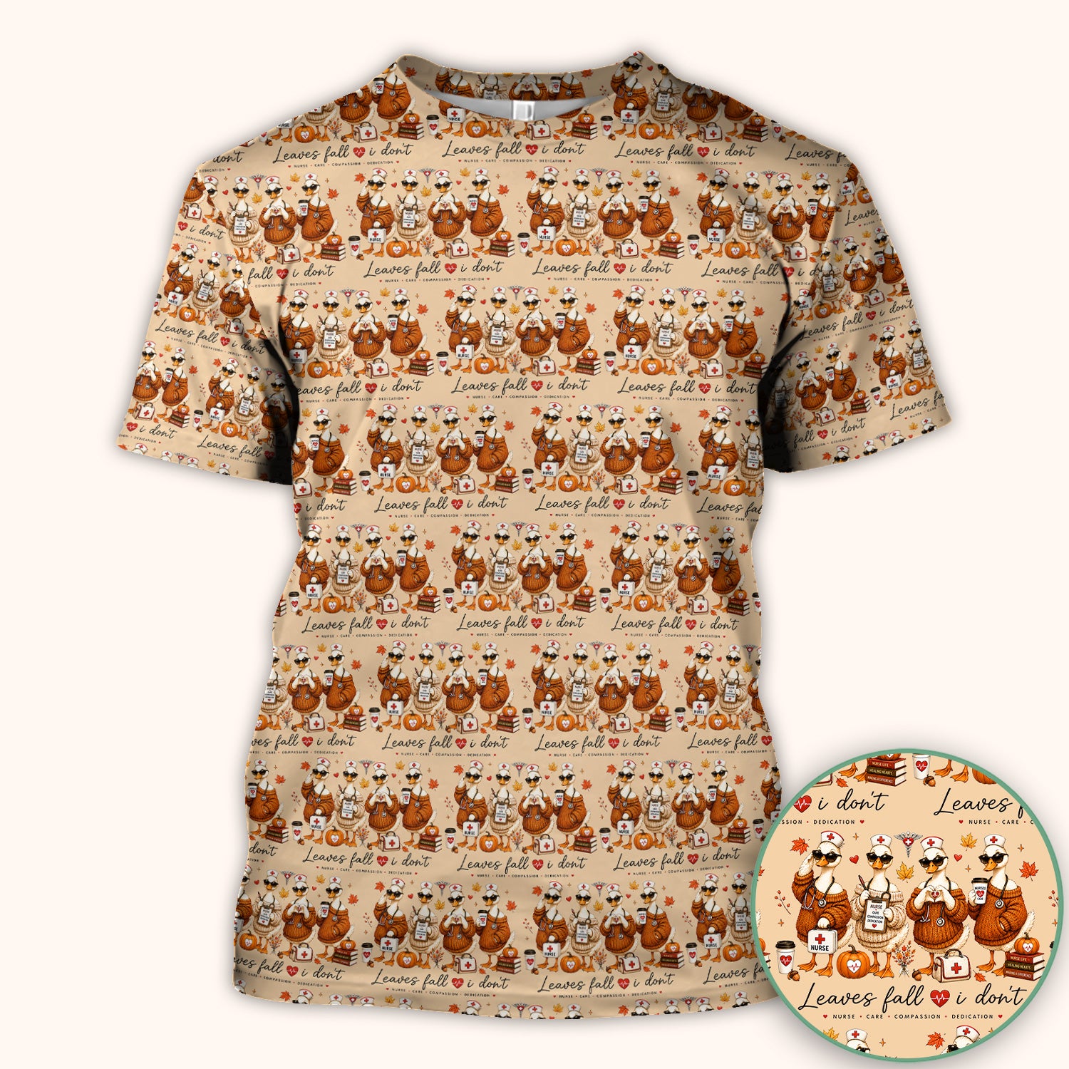 Funny Leaves Fall I Don't Nurse Goose Scrub Top, Comfortable Scrubs for Nurses