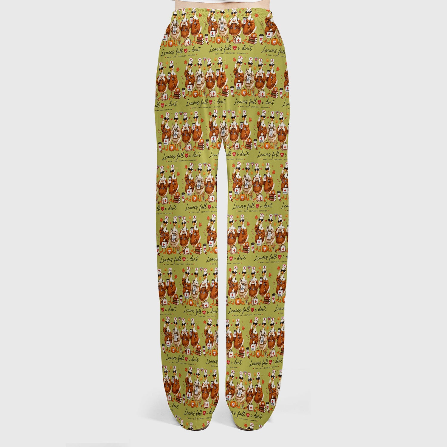 Funny Leaves Fall I Don't Nurse Goose Scrub Set, Scrub Pants and V Neck Top