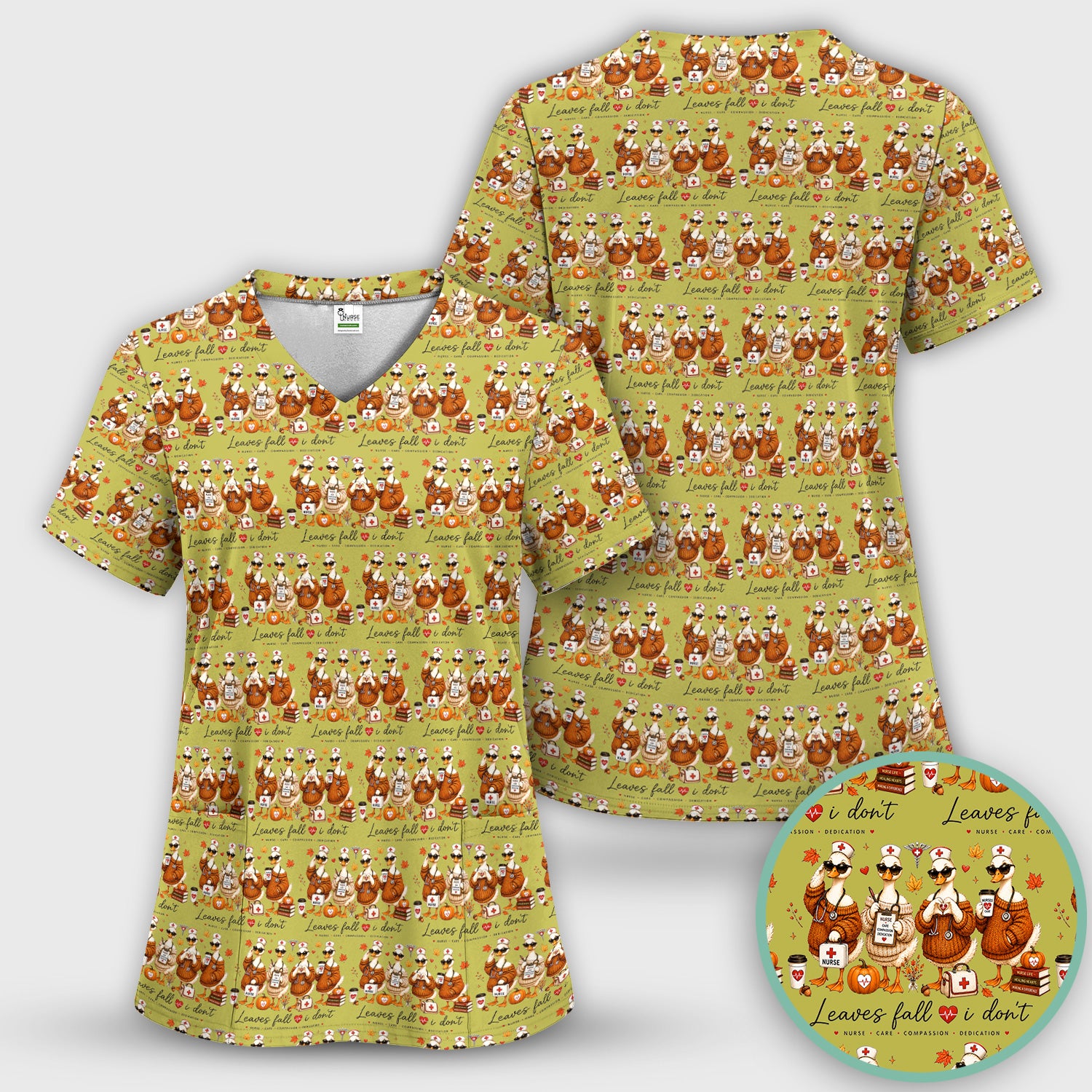 Funny Leaves Fall I Don't Nurse Goose Scrub Top, Comfortable Scrubs for Nurses