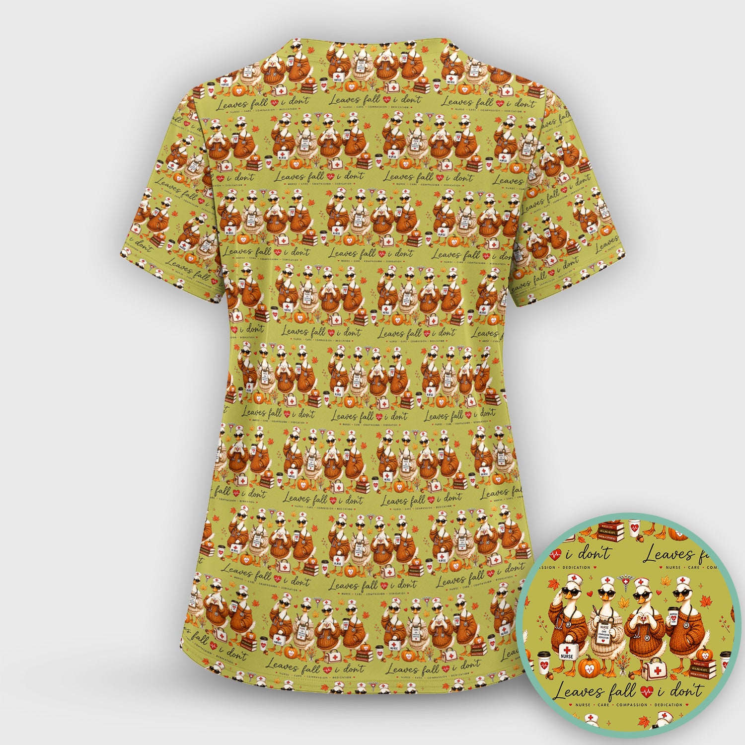 Funny Leaves Fall I Don't Nurse Goose Scrub Top, Comfortable Scrubs for Nurses