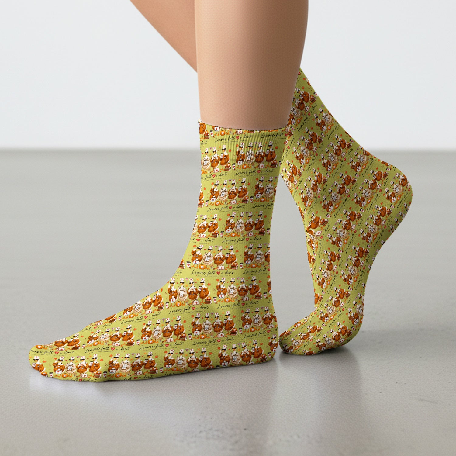 Funny Leaves Fall I Don't Nurse Goose Socks, Adult Socks for Men and Women