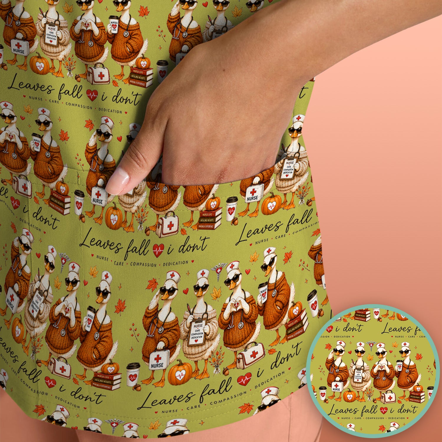 Funny Leaves Fall I Don't Nurse Goose Scrub Top, Comfortable Scrubs for Nurses