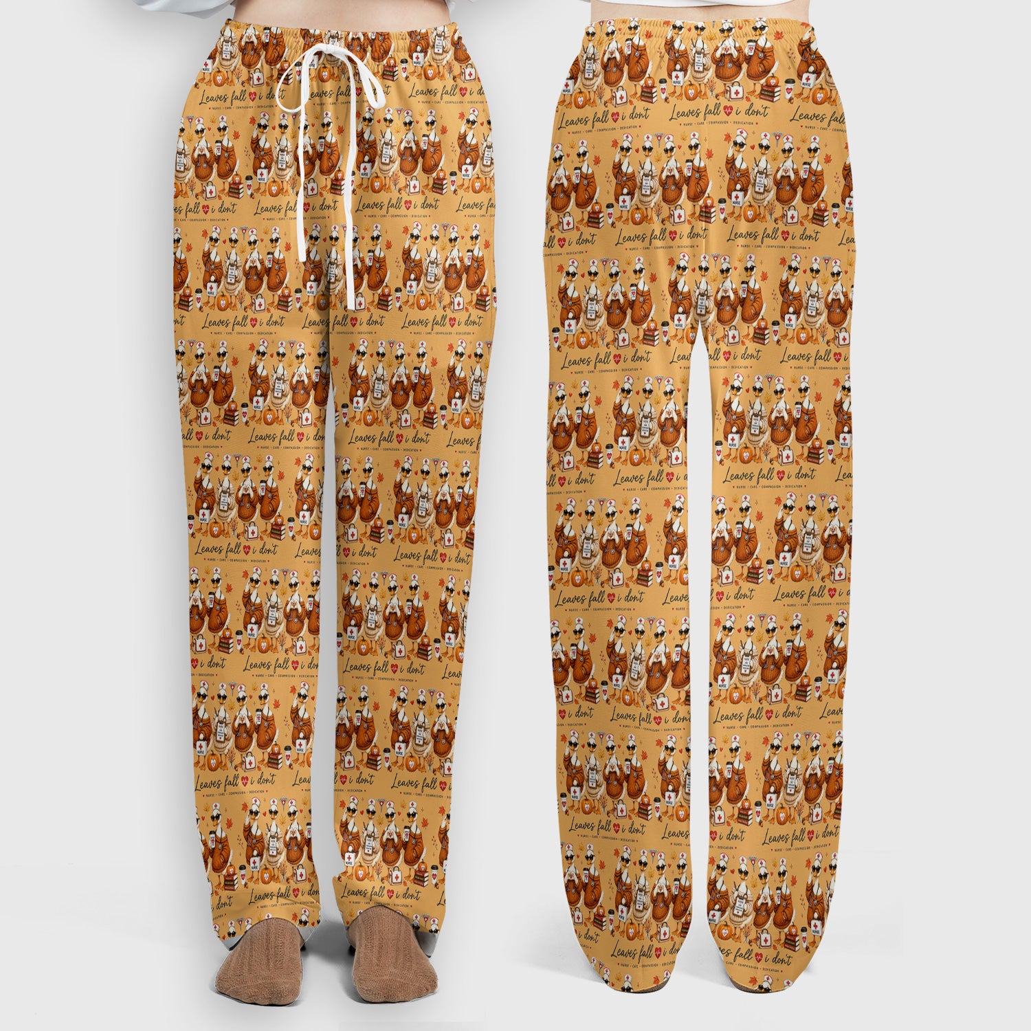 Funny Leaves Fall I Don't Nurse Goose Scrub Set, Scrub Pants and V Neck Top