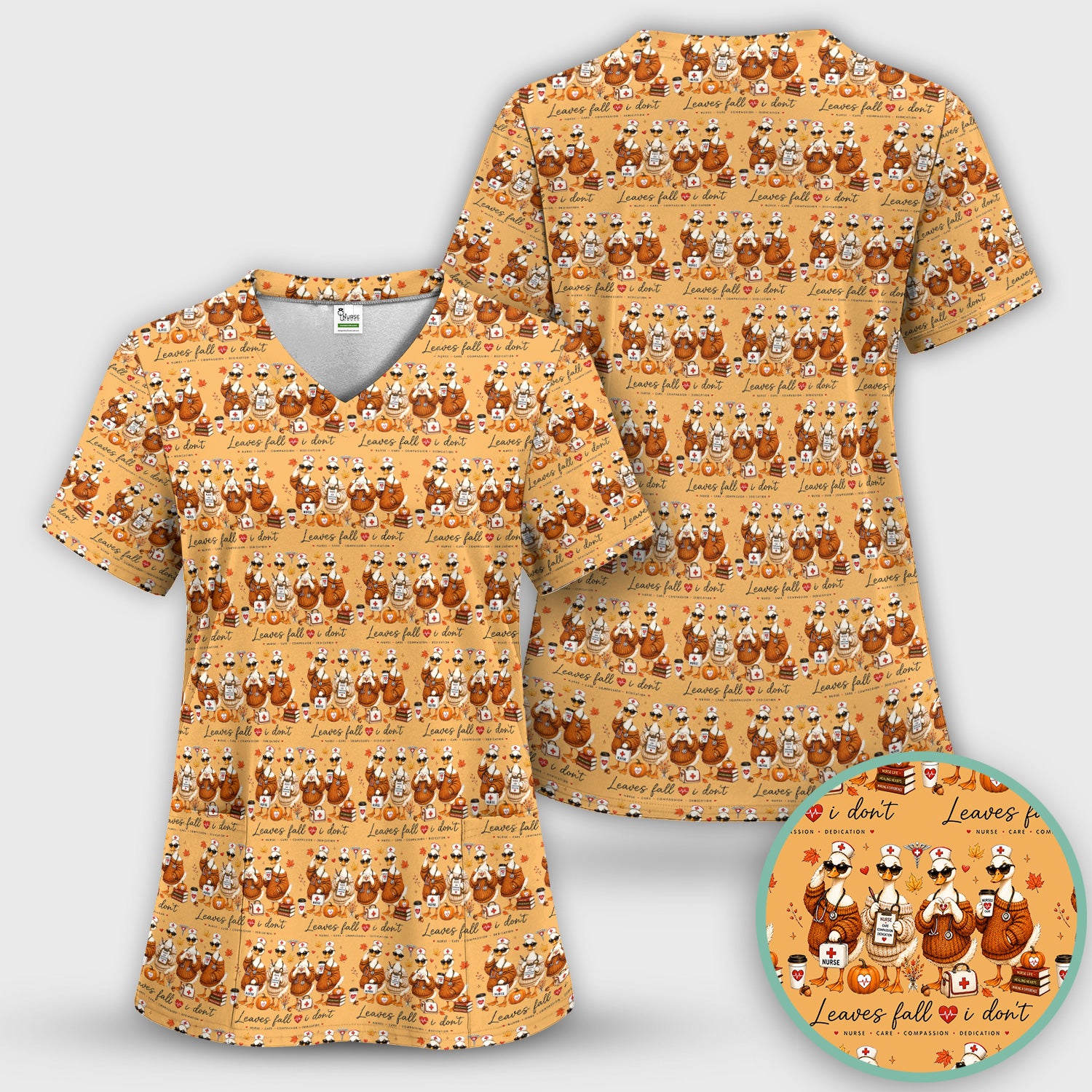 Funny Leaves Fall I Don't Nurse Goose Scrub Top, Comfortable Scrubs for Nurses
