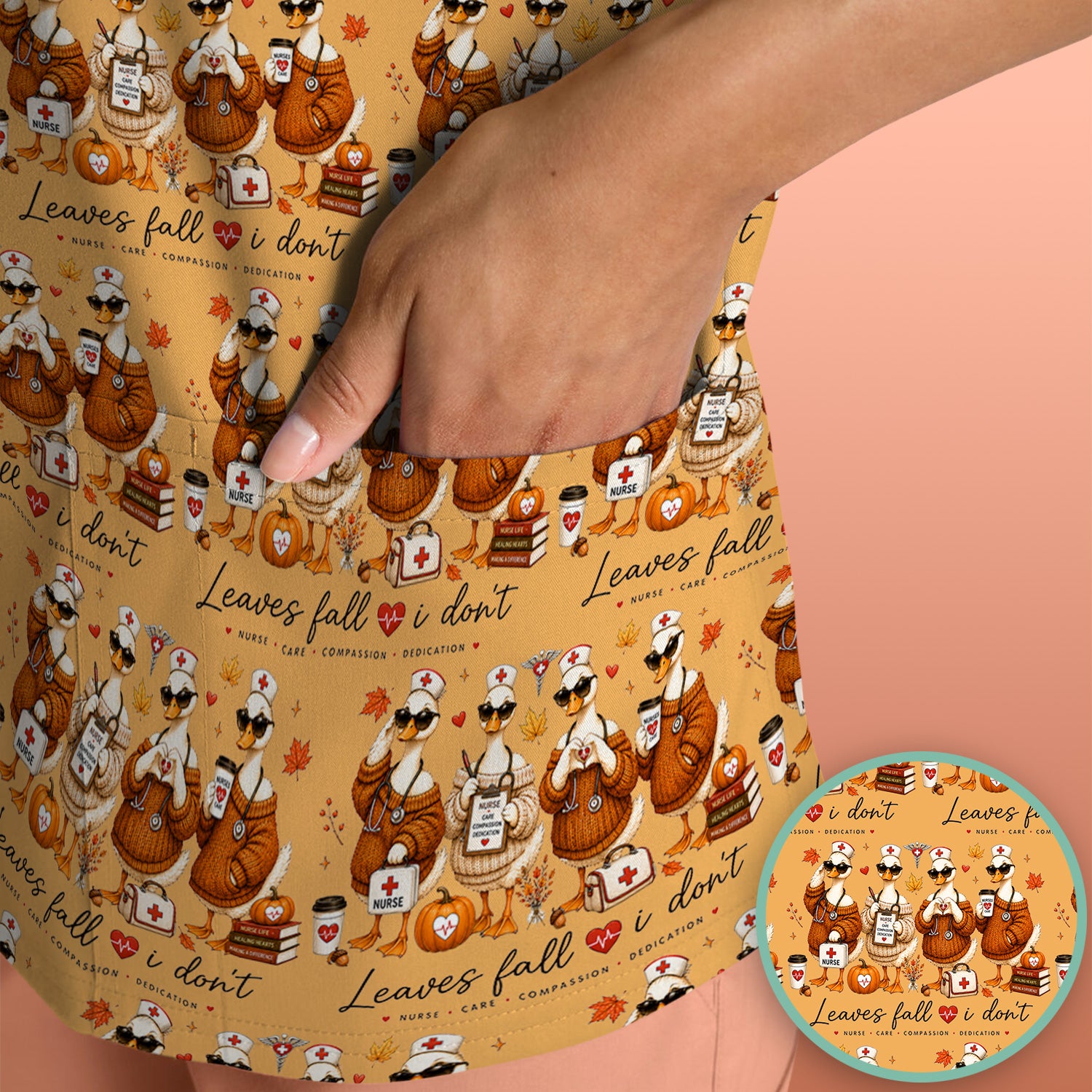 Funny Leaves Fall I Don't Nurse Goose Scrub Top, Comfortable Scrubs for Nurses