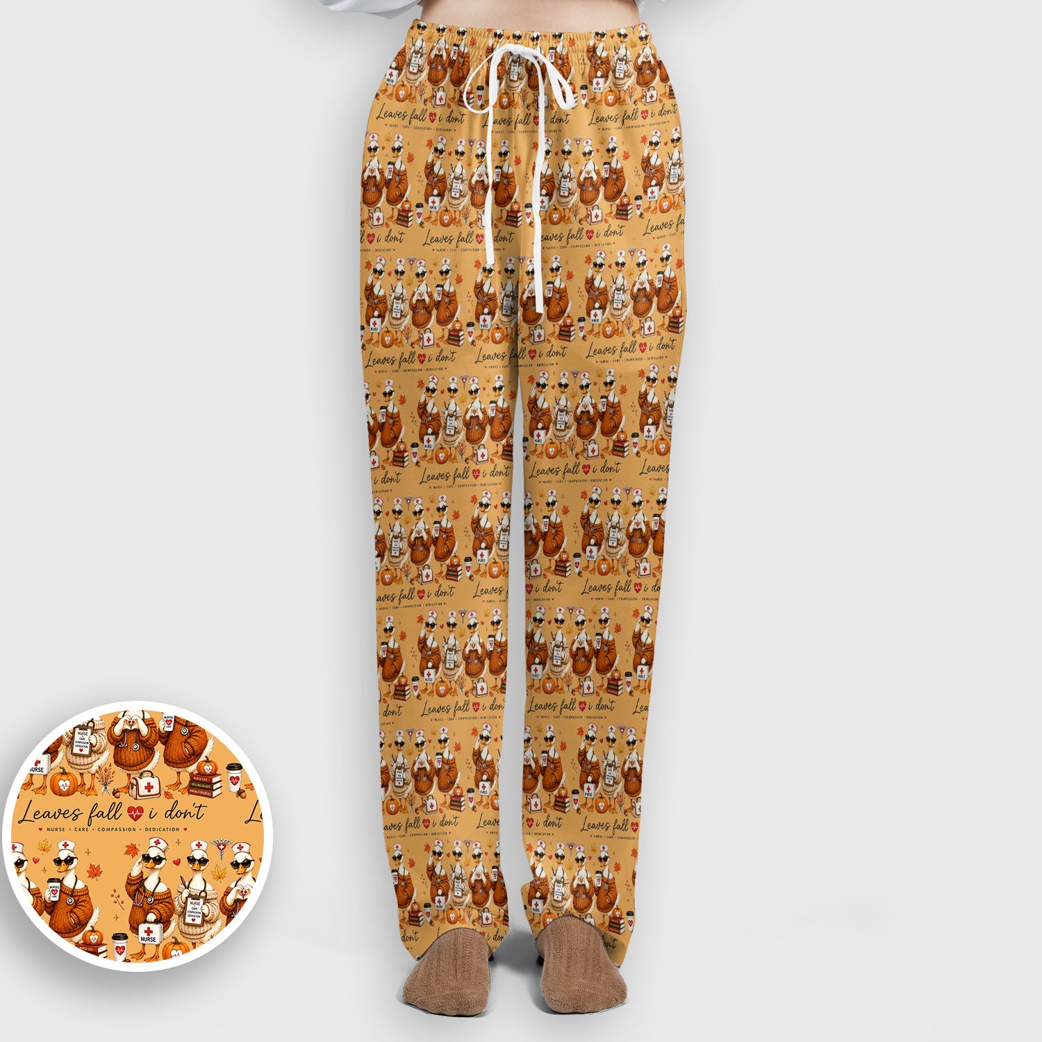 Funny Leaves Fall I Don't Nurse Goose Scrub Set, Scrub Pants and V Neck Top