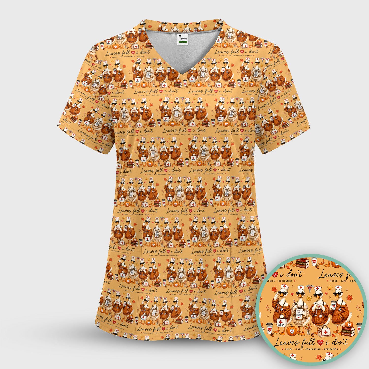 Funny Leaves Fall I Don't Nurse Goose Scrub Top, Comfortable Scrubs for Nurses