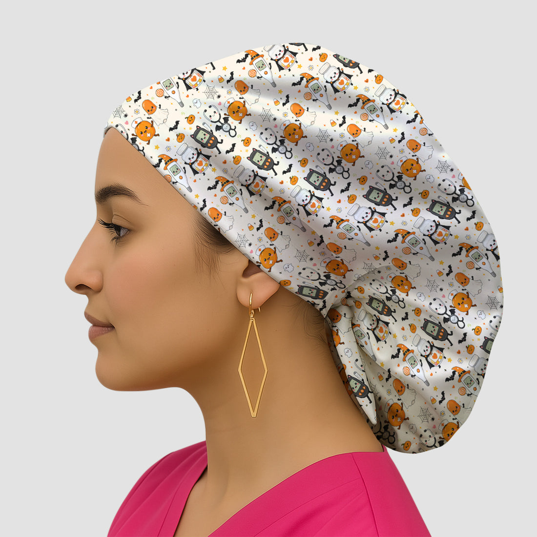 Cute Halloween Medical Characters Print Scrub Cap, Surgical Caps for Doctors