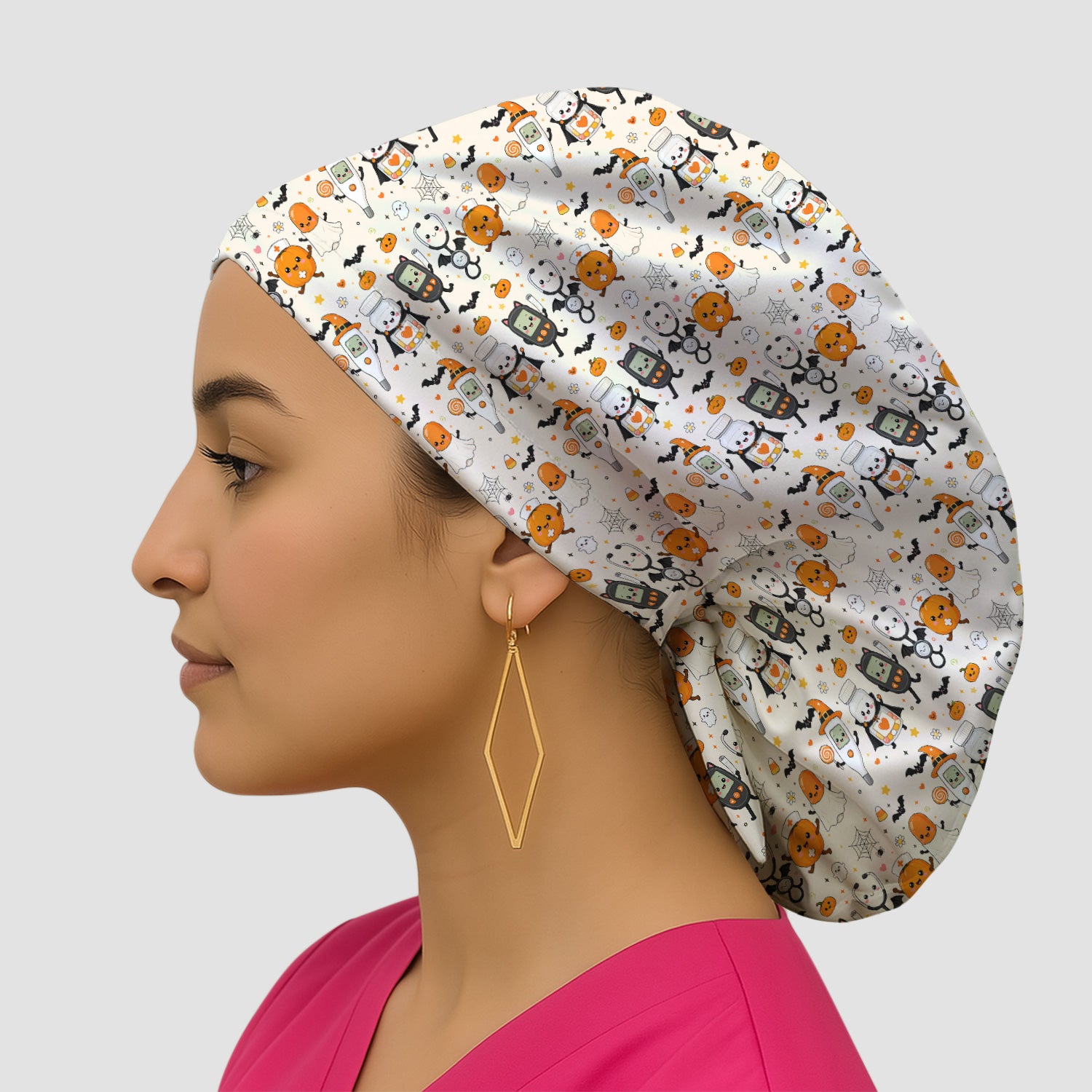 Cute Halloween Medical Characters Print Scrub Cap, Surgical Caps for Doctors