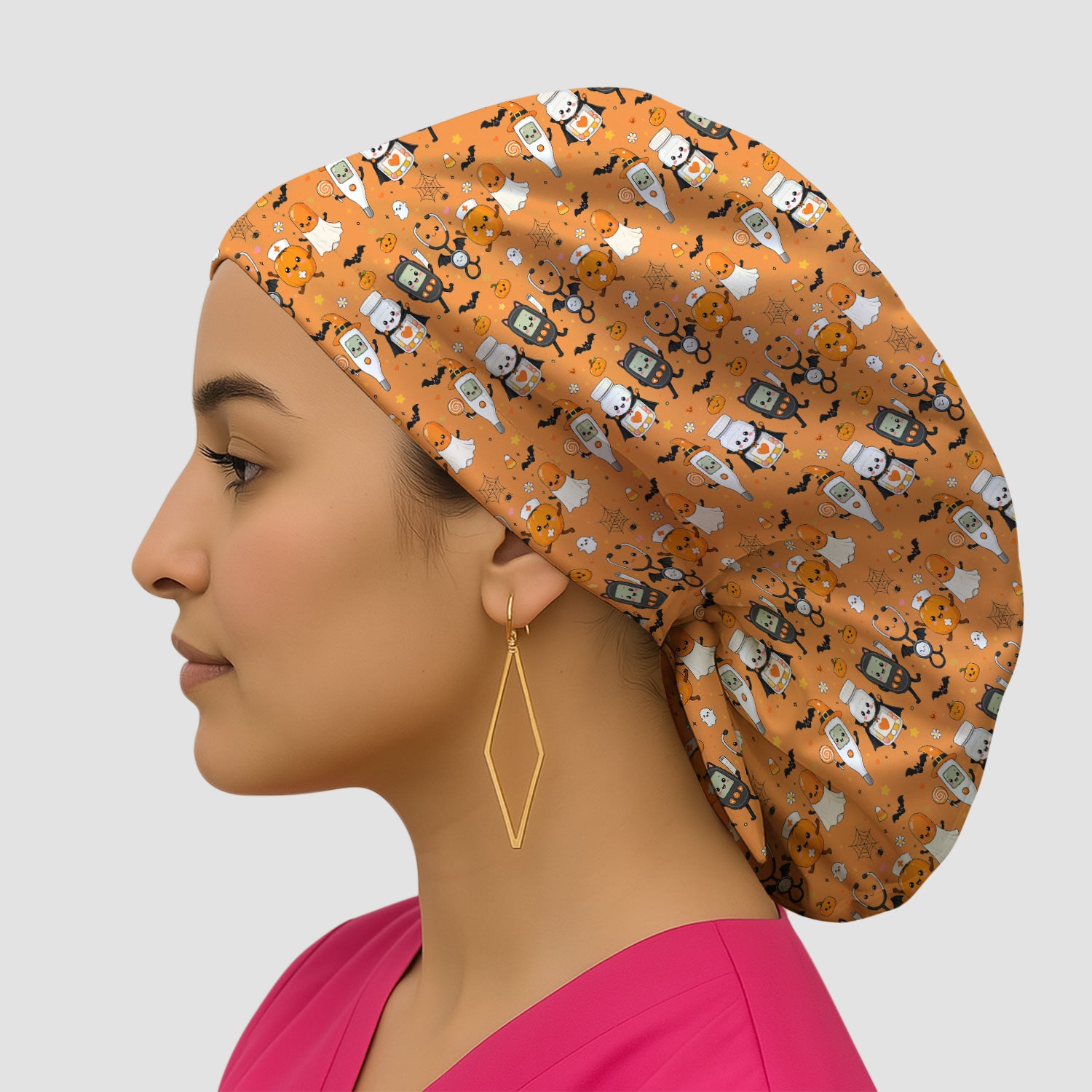 Cute Halloween Medical Characters Print Scrub Cap, Surgical Caps for Doctors
