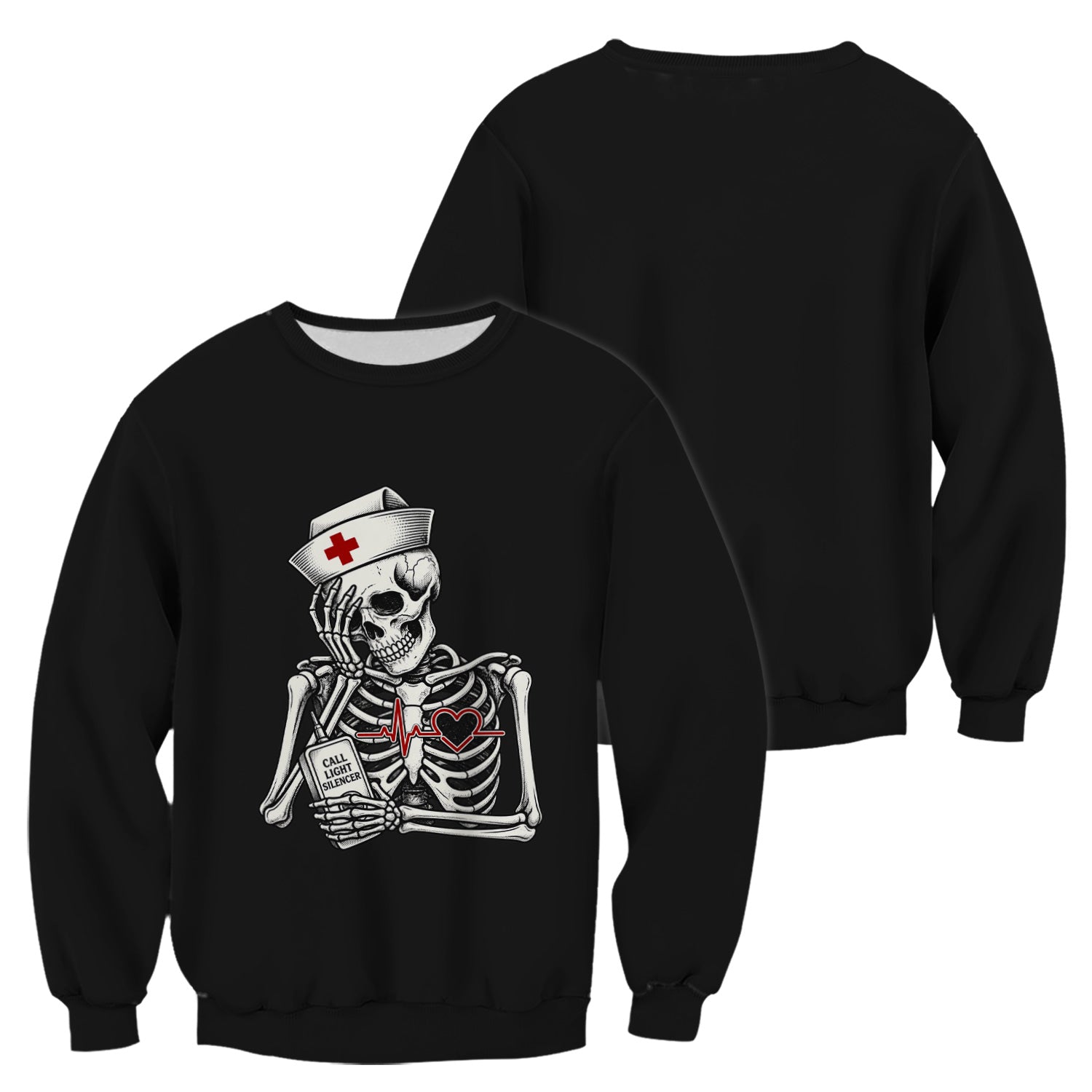 Funny Call Light Silencer Skeleton T-Shirt, Bedside Nurse Tee for Nurses and CNAs