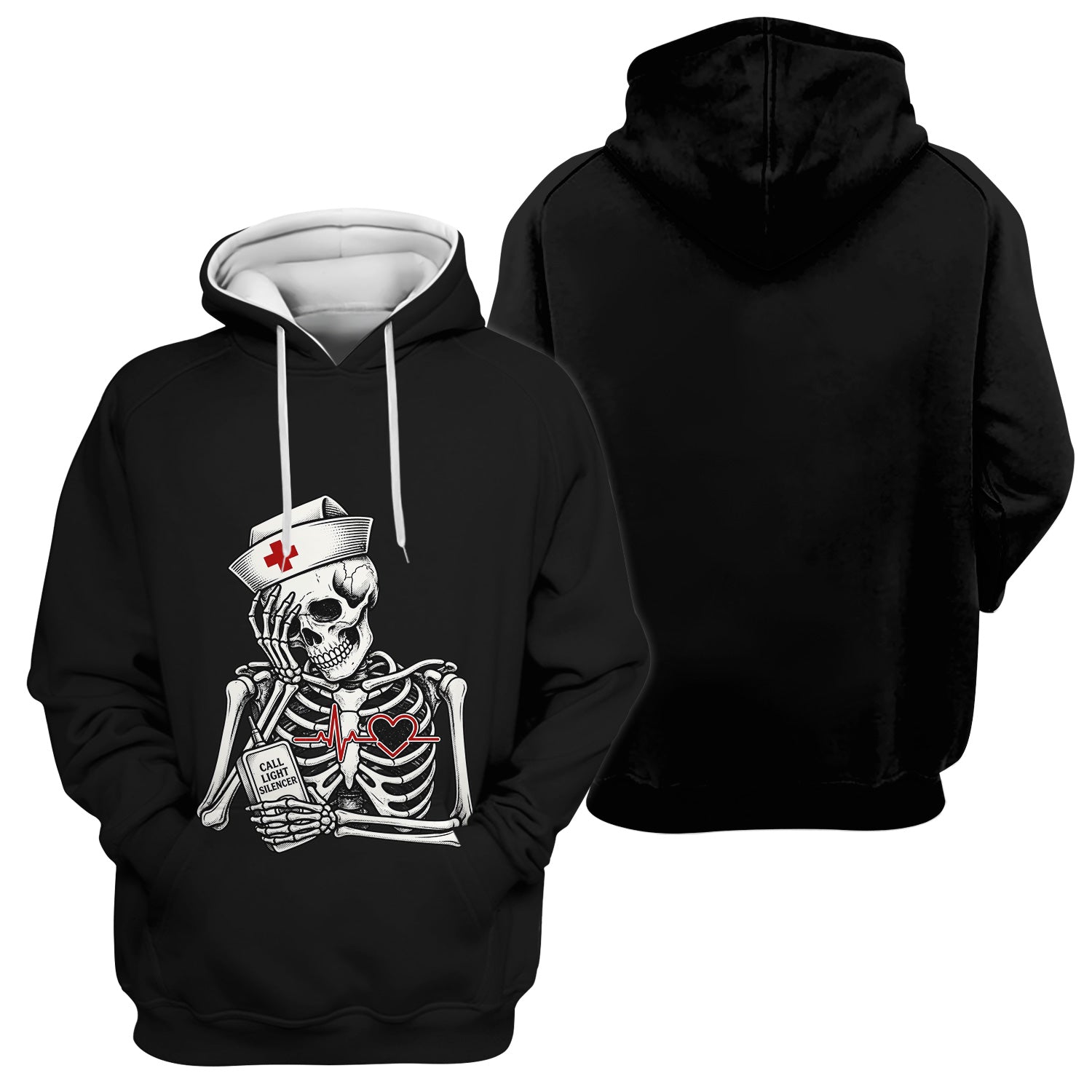 Funny Call Light Silencer Skeleton T-Shirt, Bedside Nurse Tee for Nurses and CNAs