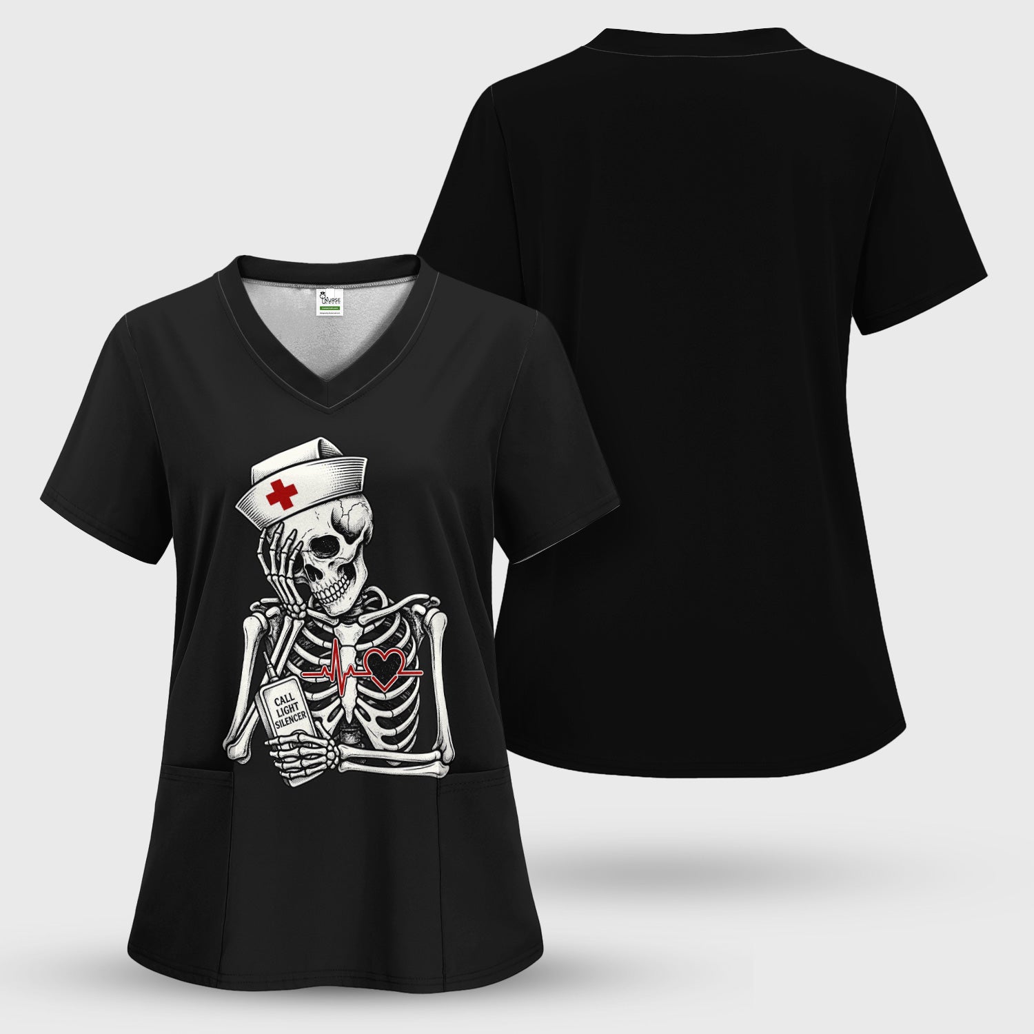 Funny Call Light Silencer Skeleton T-Shirt, Bedside Nurse Tee for Nurses and CNAs