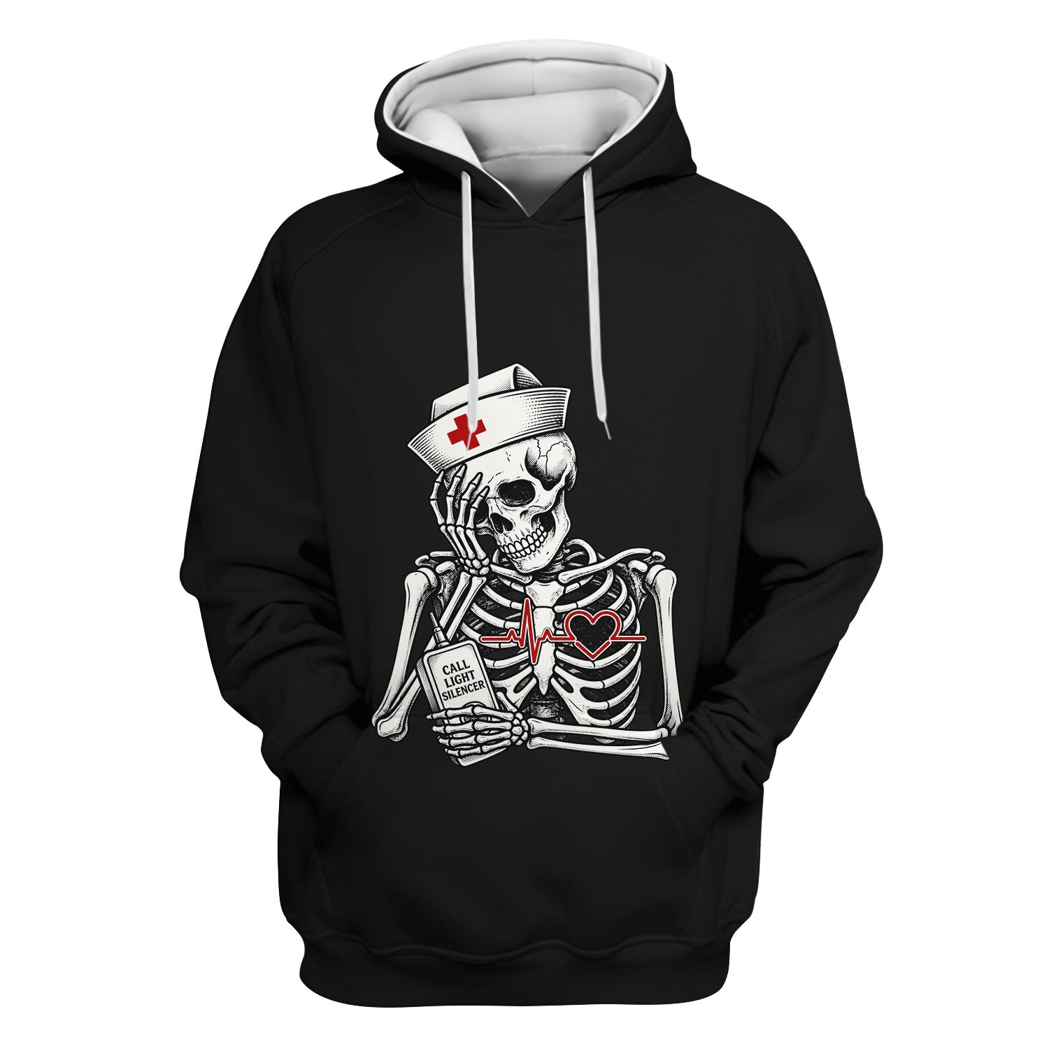 Funny Call Light Silencer Skeleton T-Shirt, Bedside Nurse Tee for Nurses and CNAs