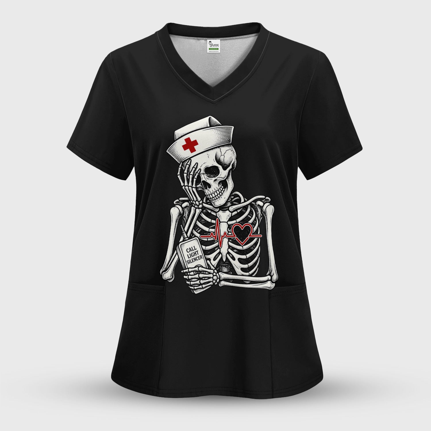 Funny Call Light Silencer Skeleton T-Shirt, Bedside Nurse Tee for Nurses and CNAs