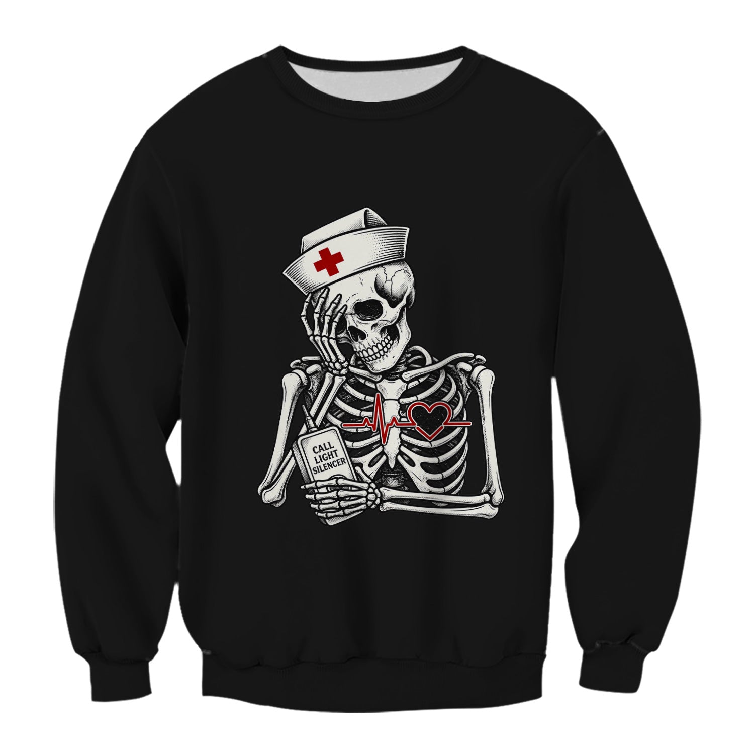 Funny Call Light Silencer Skeleton T-Shirt, Bedside Nurse Tee for Nurses and CNAs