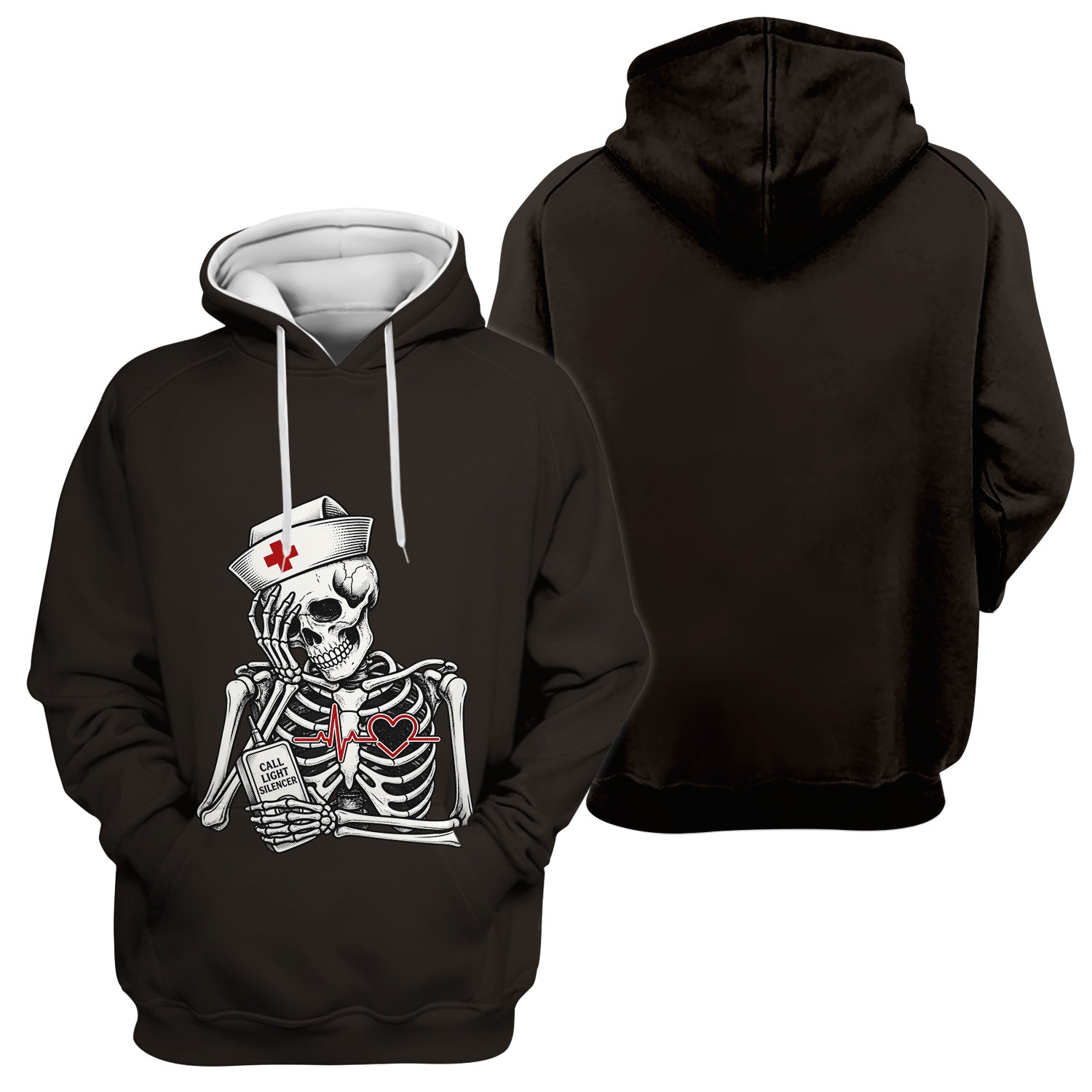 Funny Call Light Silencer Skeleton T-Shirt, Bedside Nurse Tee for Nurses and CNAs