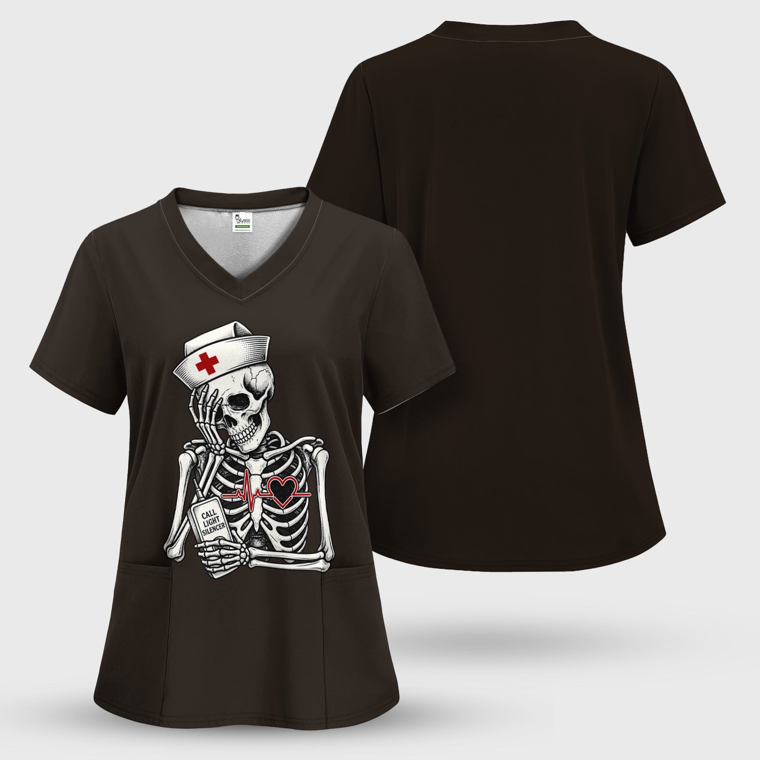 Funny Call Light Silencer Skeleton T-Shirt, Bedside Nurse Tee for Nurses and CNAs