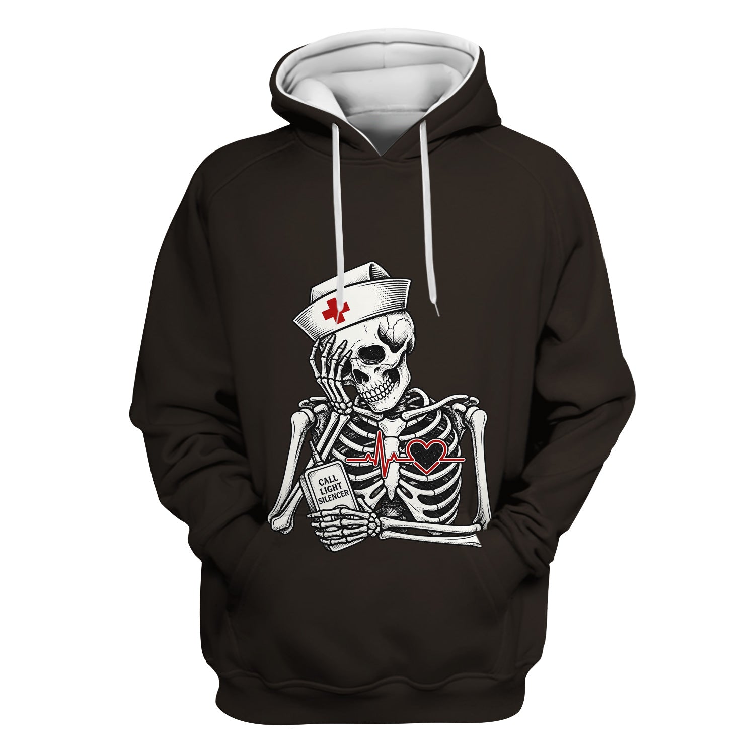 Funny Call Light Silencer Skeleton T-Shirt, Bedside Nurse Tee for Nurses and CNAs