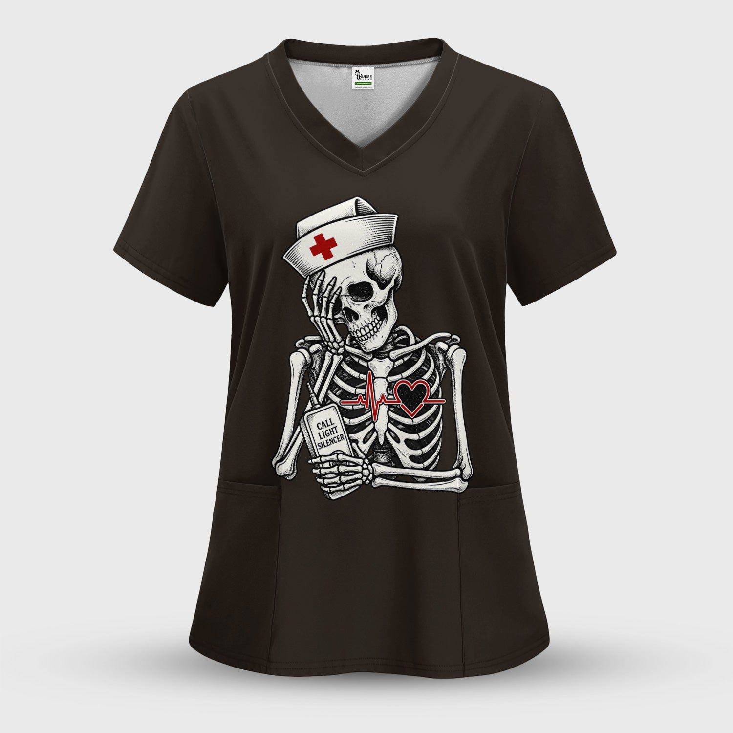 Funny Call Light Silencer Skeleton T-Shirt, Bedside Nurse Tee for Nurses and CNAs