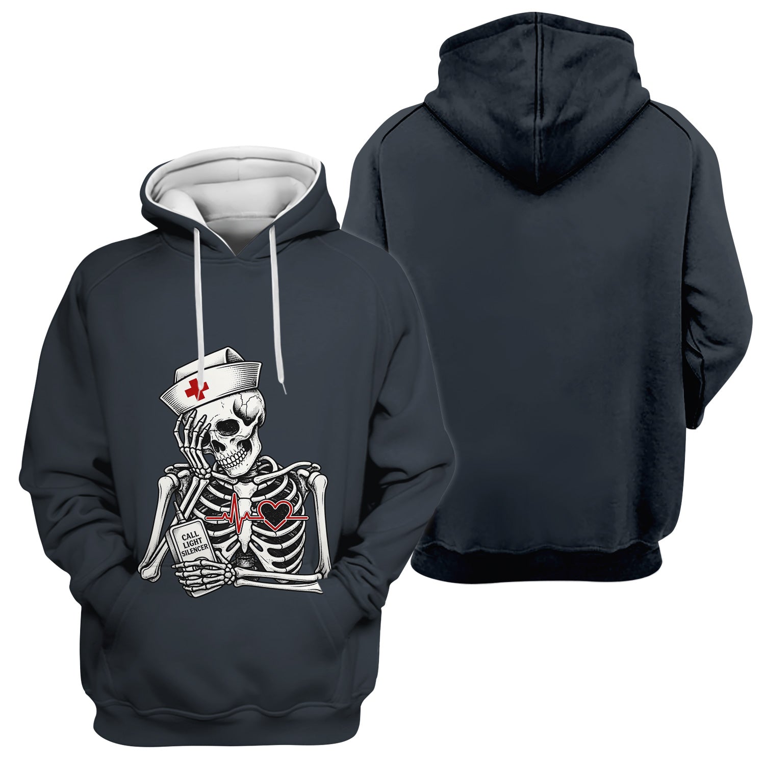 Funny Call Light Silencer Skeleton T-Shirt, Bedside Nurse Tee for Nurses and CNAs
