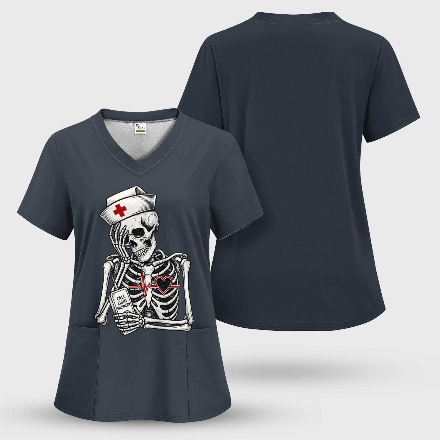 Funny Call Light Silencer Skeleton T-Shirt, Bedside Nurse Tee for Nurses and CNAs