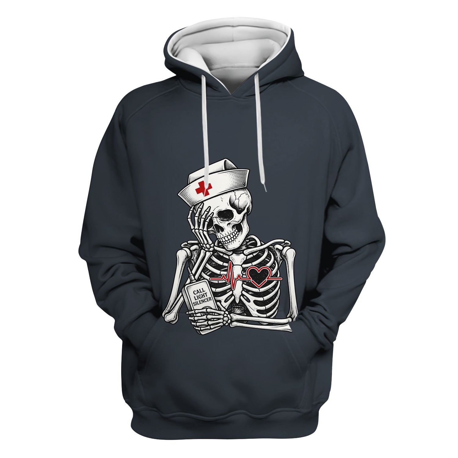 Funny Call Light Silencer Skeleton T-Shirt, Bedside Nurse Tee for Nurses and CNAs