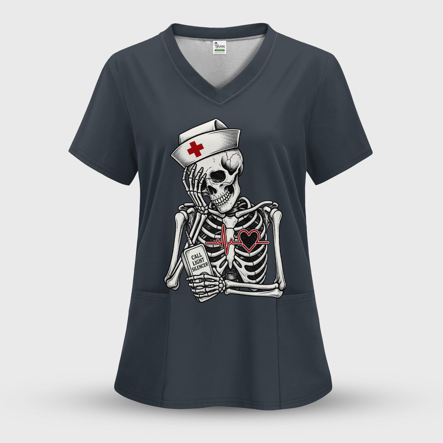 Funny Call Light Silencer Skeleton T-Shirt, Bedside Nurse Tee for Nurses and CNAs