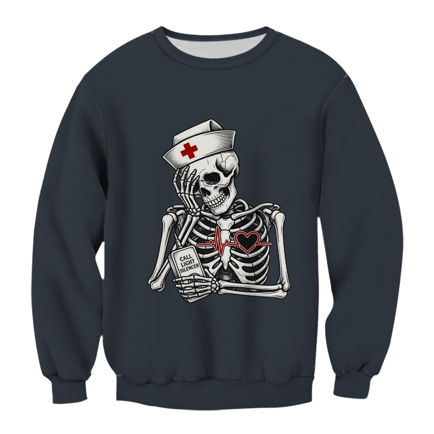 Funny Call Light Silencer Skeleton T-Shirt, Bedside Nurse Tee for Nurses and CNAs