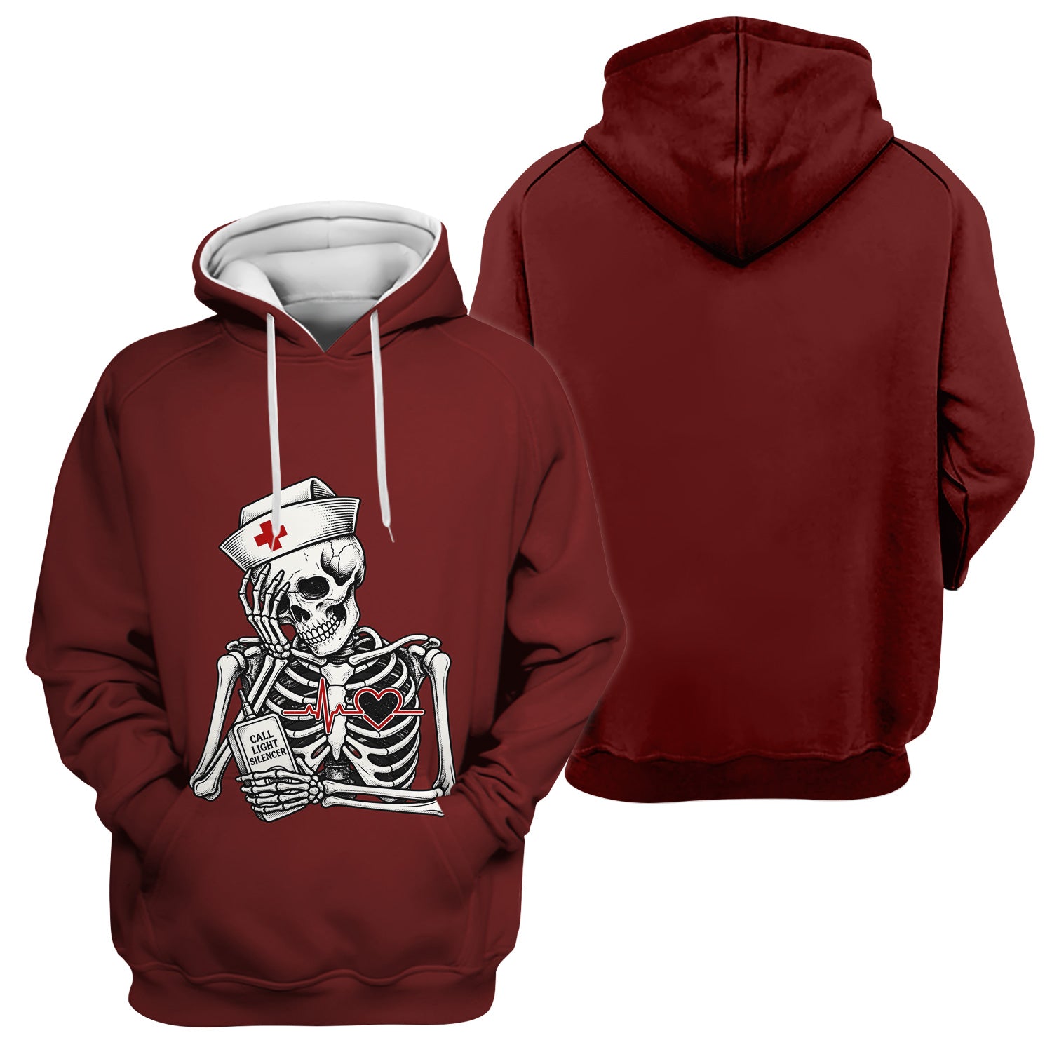 Funny Call Light Silencer Skeleton T-Shirt, Bedside Nurse Tee for Nurses and CNAs