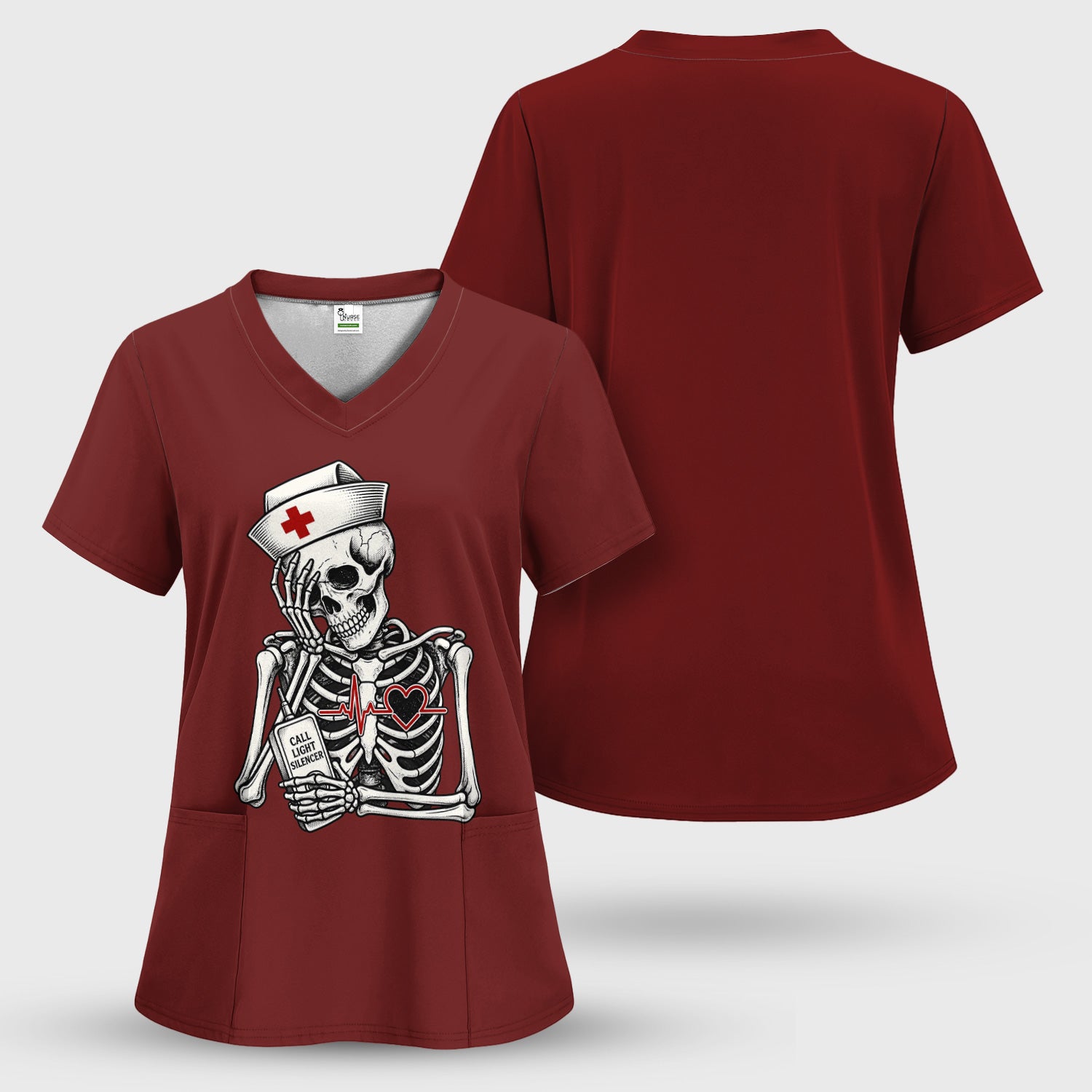 Funny Call Light Silencer Skeleton T-Shirt, Bedside Nurse Tee for Nurses and CNAs