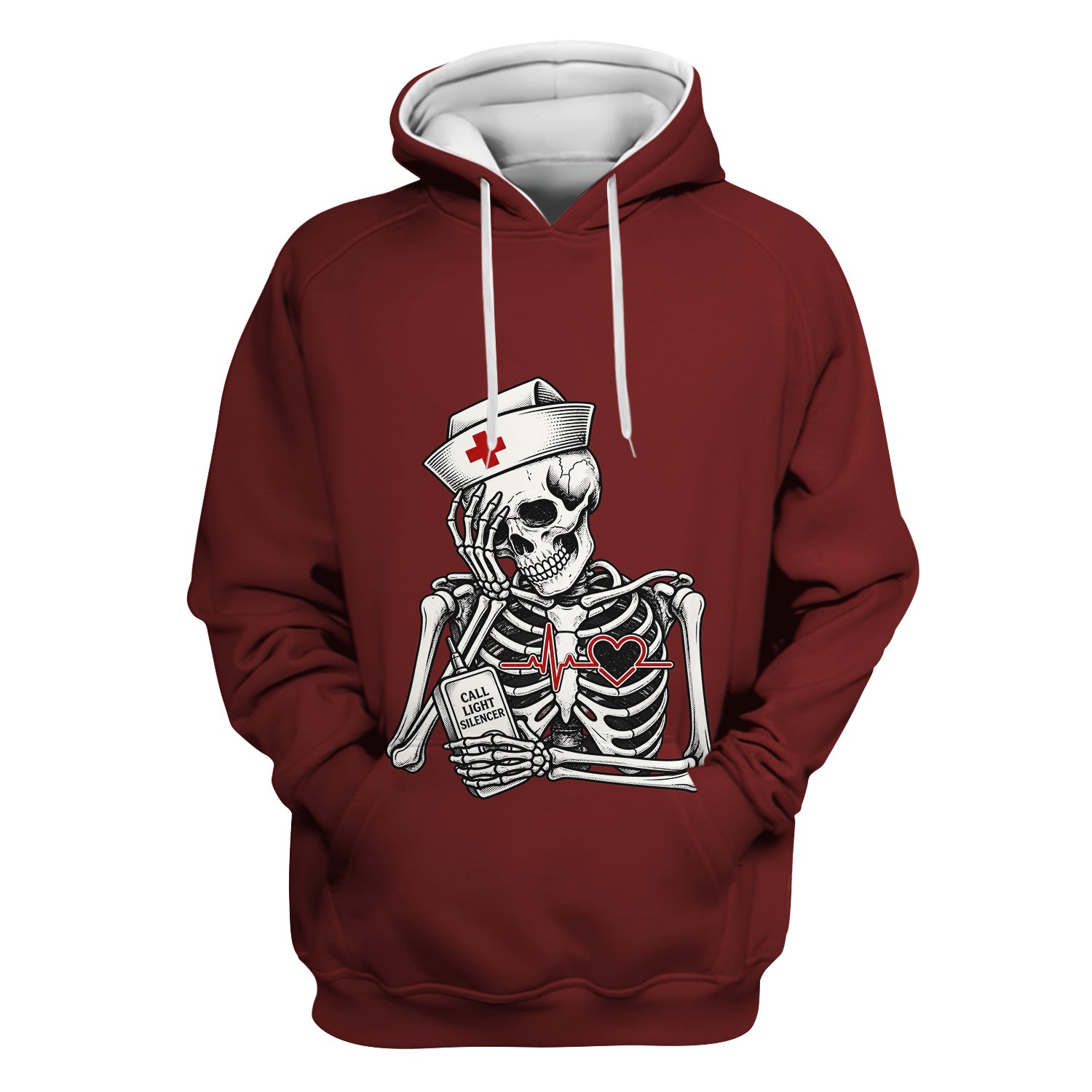 Funny Call Light Silencer Skeleton T-Shirt, Bedside Nurse Tee for Nurses and CNAs