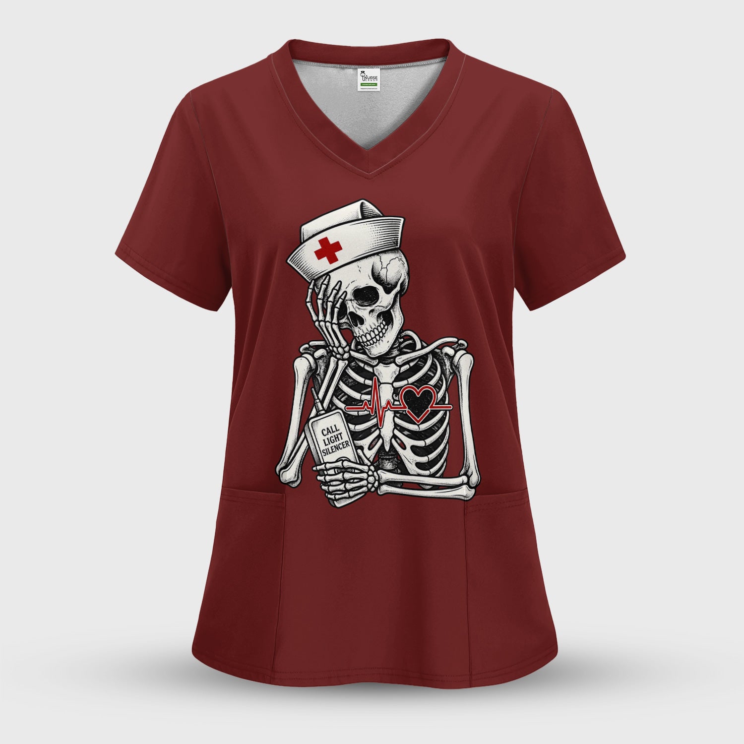 Funny Call Light Silencer Skeleton T-Shirt, Bedside Nurse Tee for Nurses and CNAs
