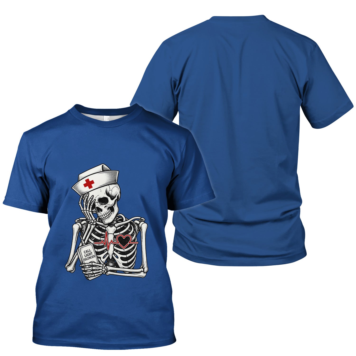 Funny Call Light Silencer Skeleton T-Shirt, Bedside Nurse Tee for Nurses and CNAs