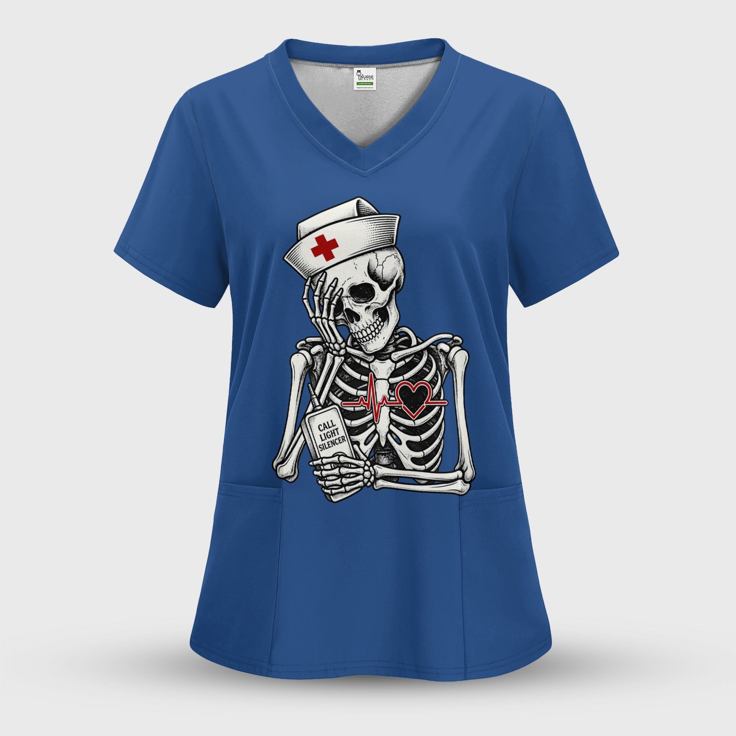 Funny Call Light Silencer Skeleton T-Shirt, Bedside Nurse Tee for Nurses and CNAs