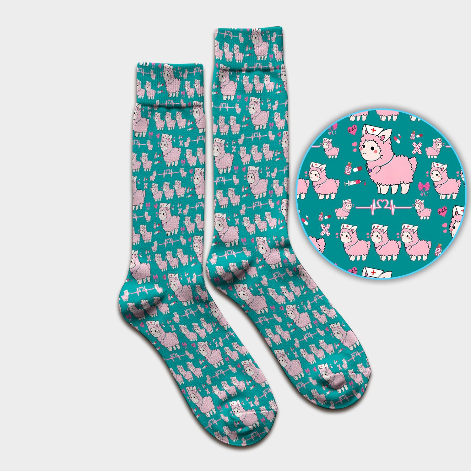 Llama Ain't Got Time For Your Drama Scrub Socks, Funny Pattern Scrub Sock, Breathable Fabrics Nursing Uniform